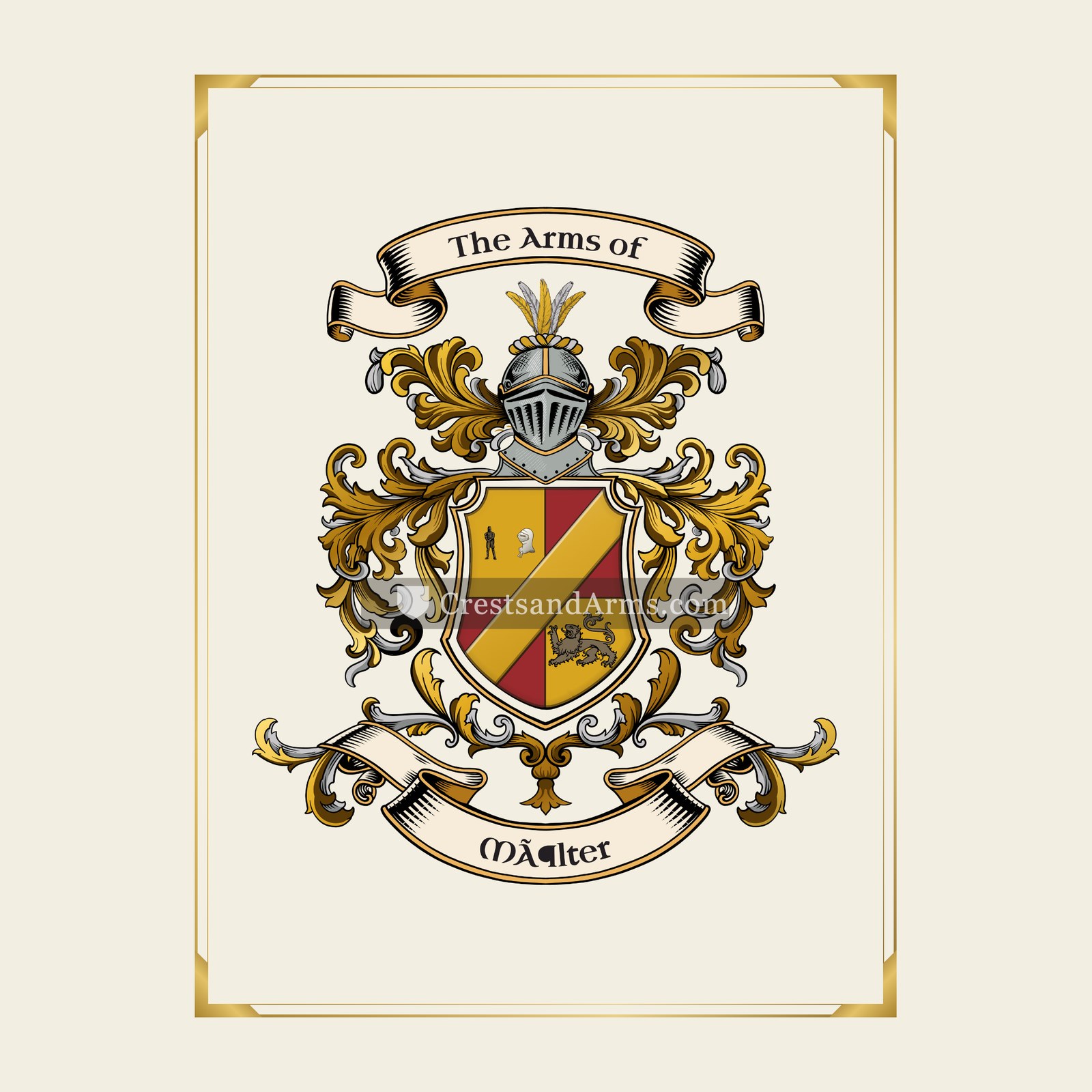 With gold border