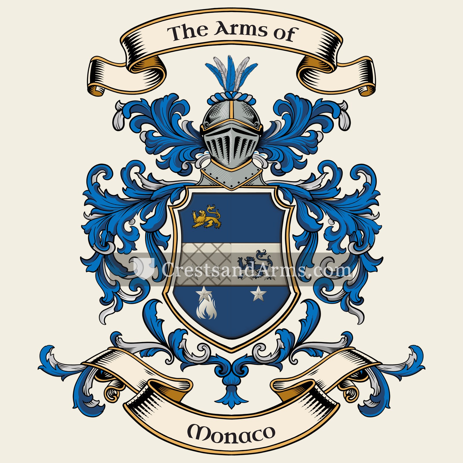 The Monaco coat of arms, drawn from the recorded blazon