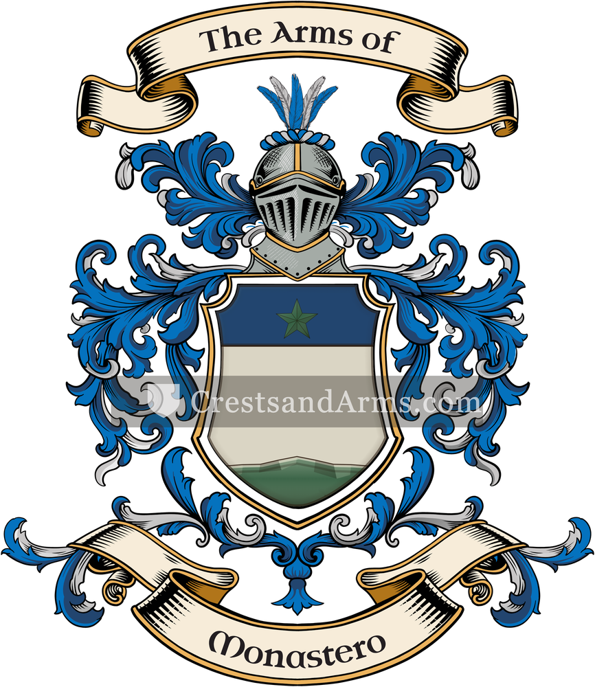 The Monastero coat of arms, drawn from the recorded blazon