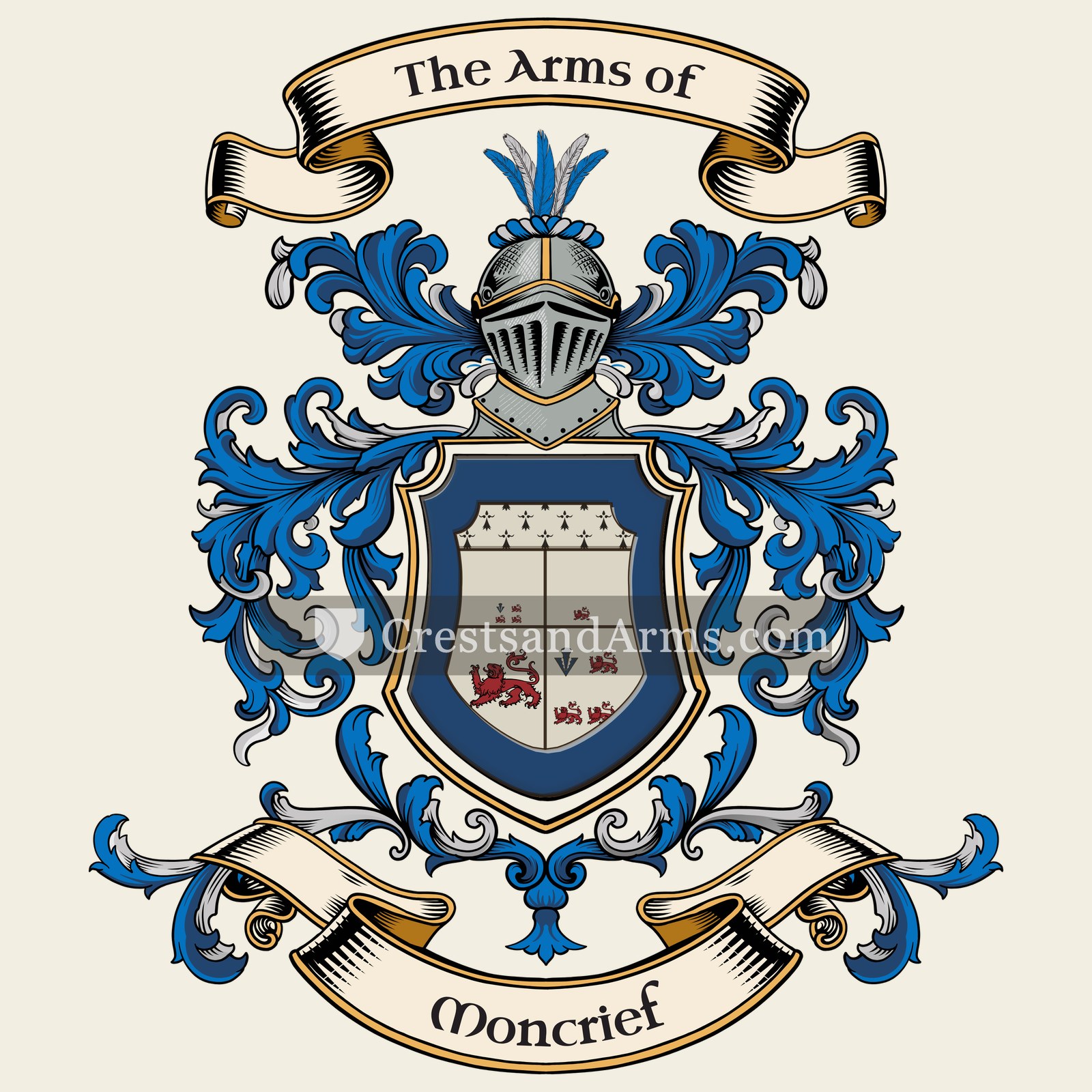 The Moncrief coat of arms, drawn from the recorded blazon