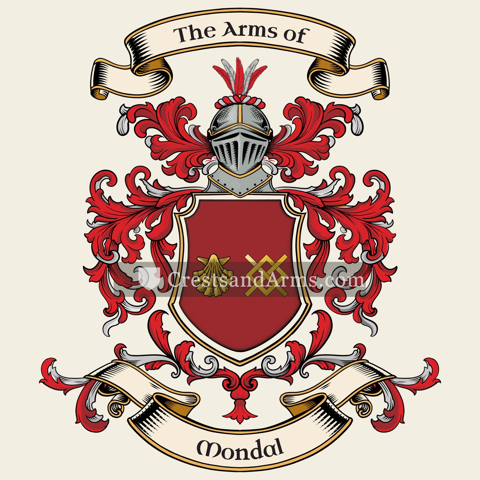 The Mondal coat of arms, drawn from the recorded blazon