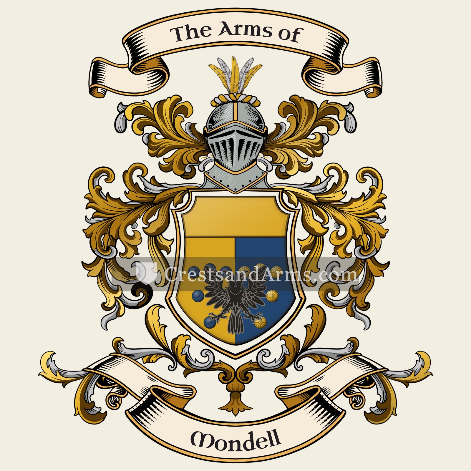 The Mondell coat of arms, drawn from the recorded blazon