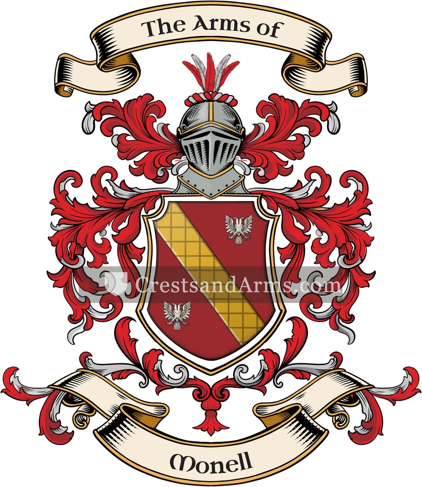 The Monell coat of arms, drawn from the recorded blazon