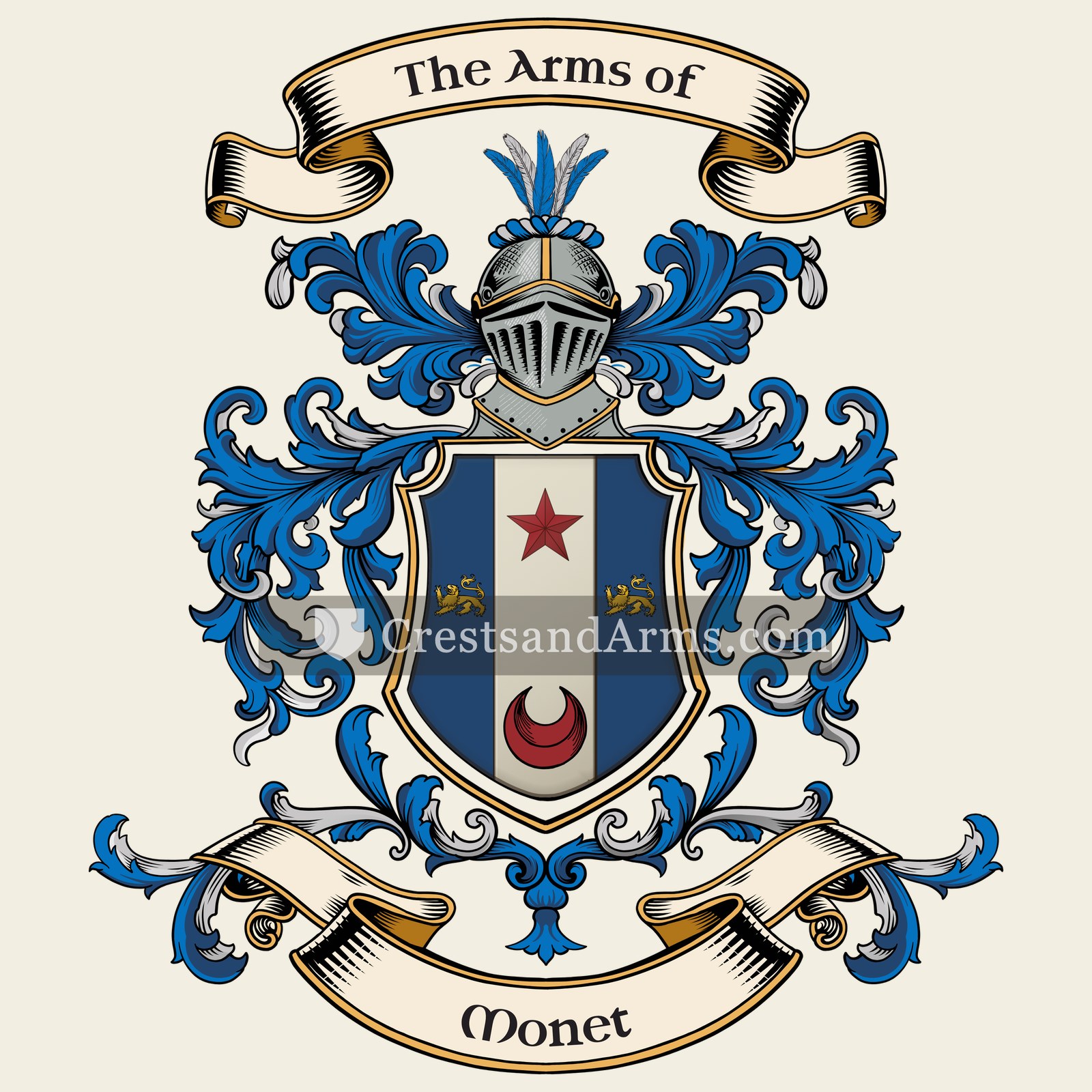 The Monet coat of arms, drawn from the recorded blazon