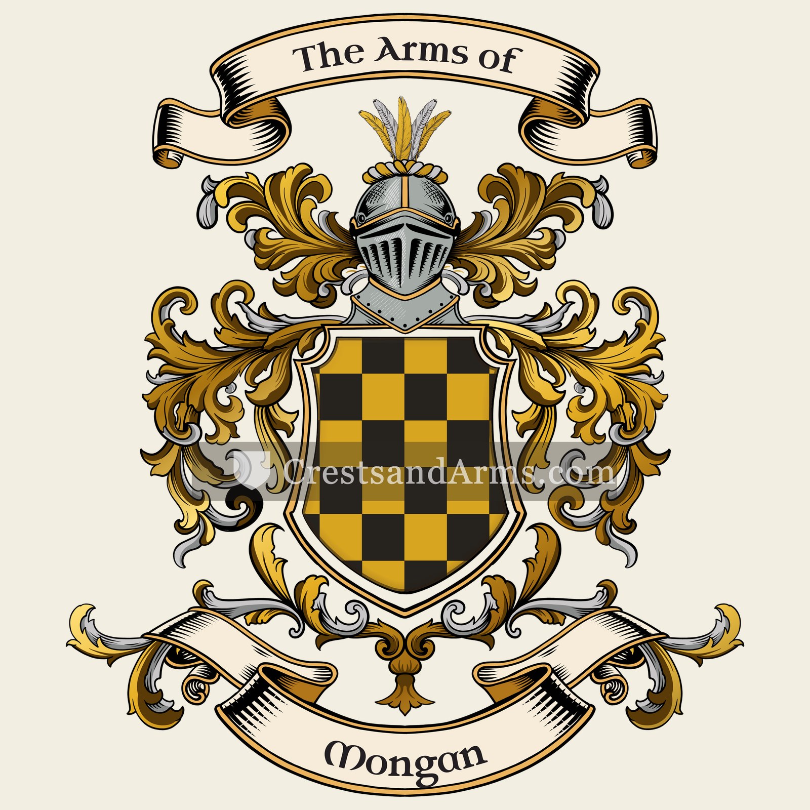 The Mongan coat of arms, drawn from the recorded blazon
