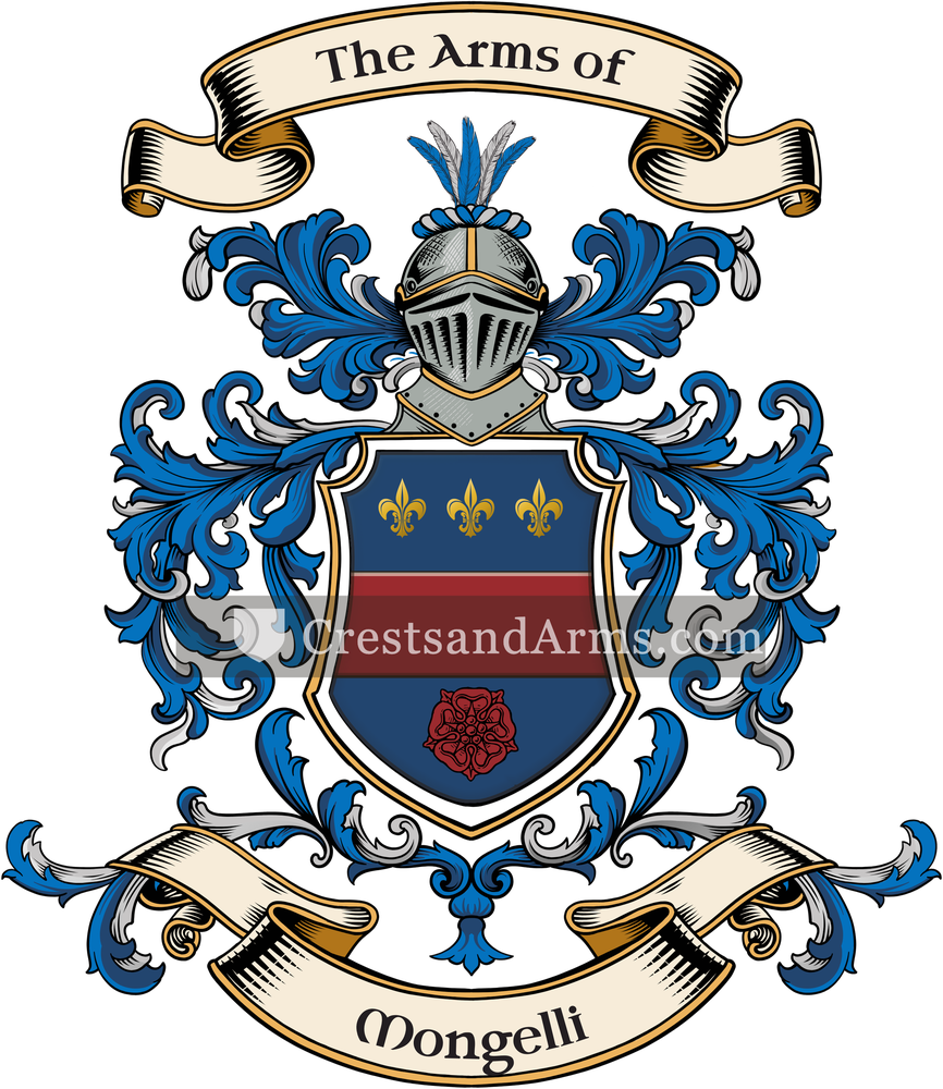 The Mongelli coat of arms, drawn from the recorded blazon