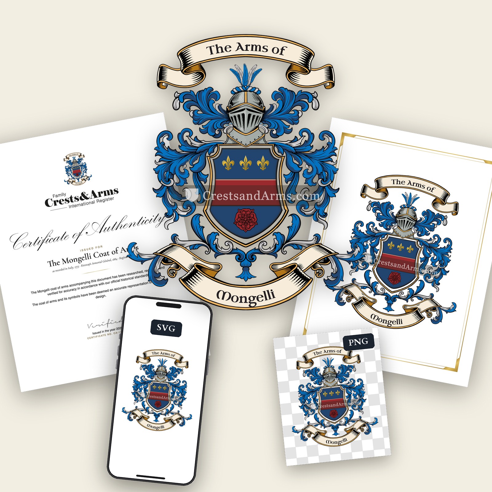 The Mongelli arms on the coat of arms — digital pack