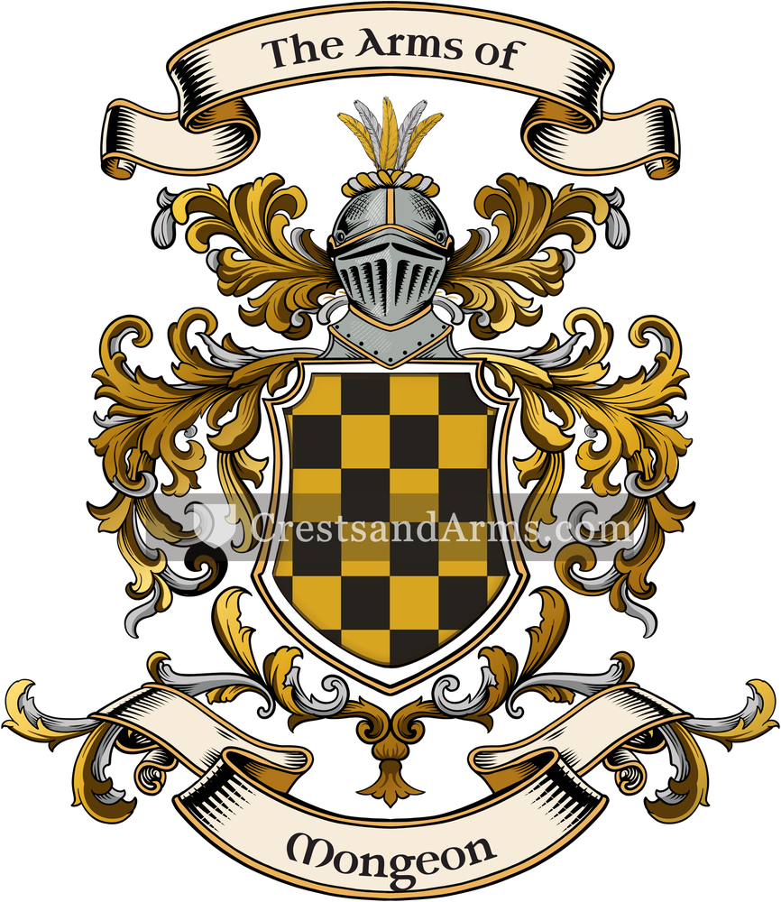 The Mongeon coat of arms, drawn from the recorded blazon