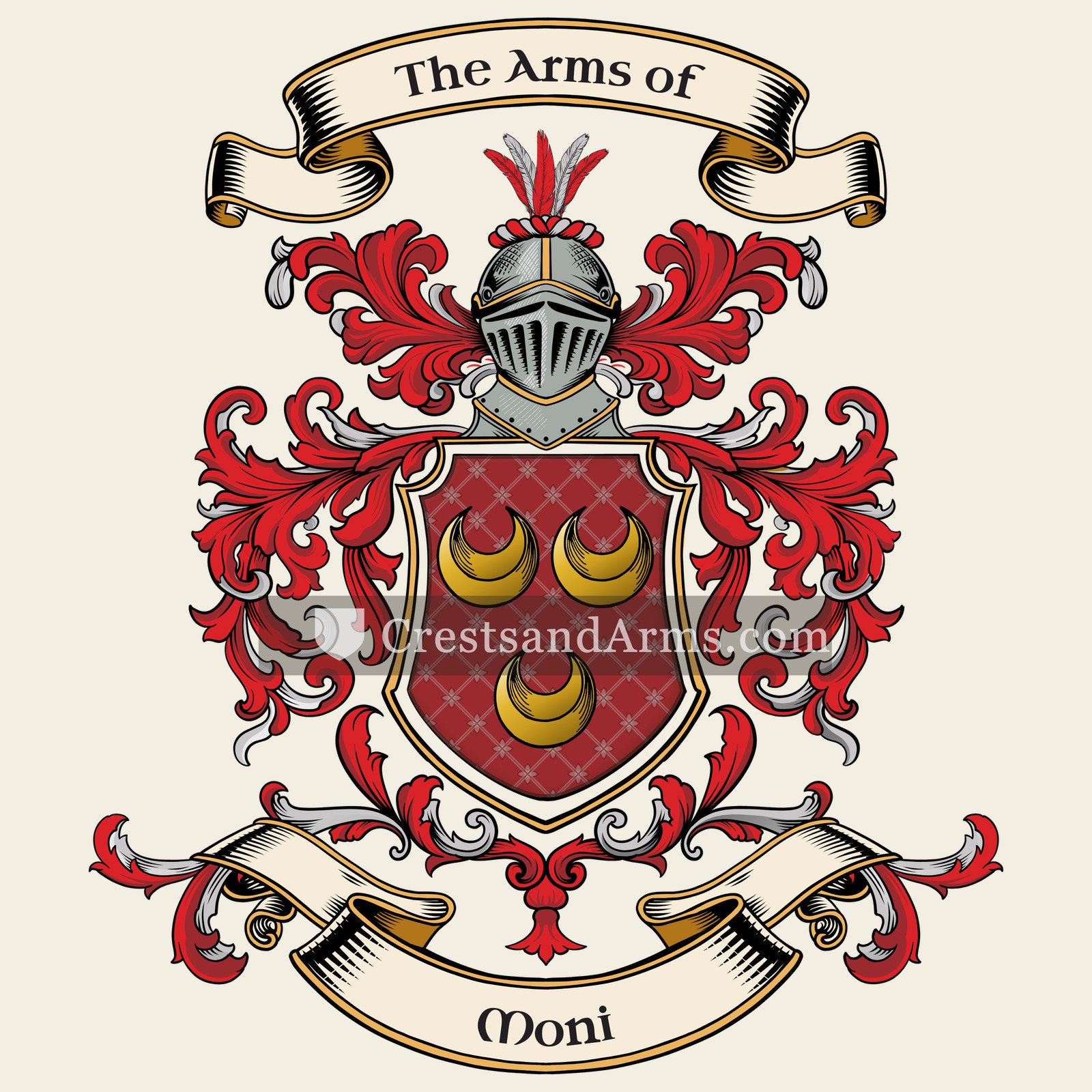The Moni coat of arms, drawn from the recorded blazon