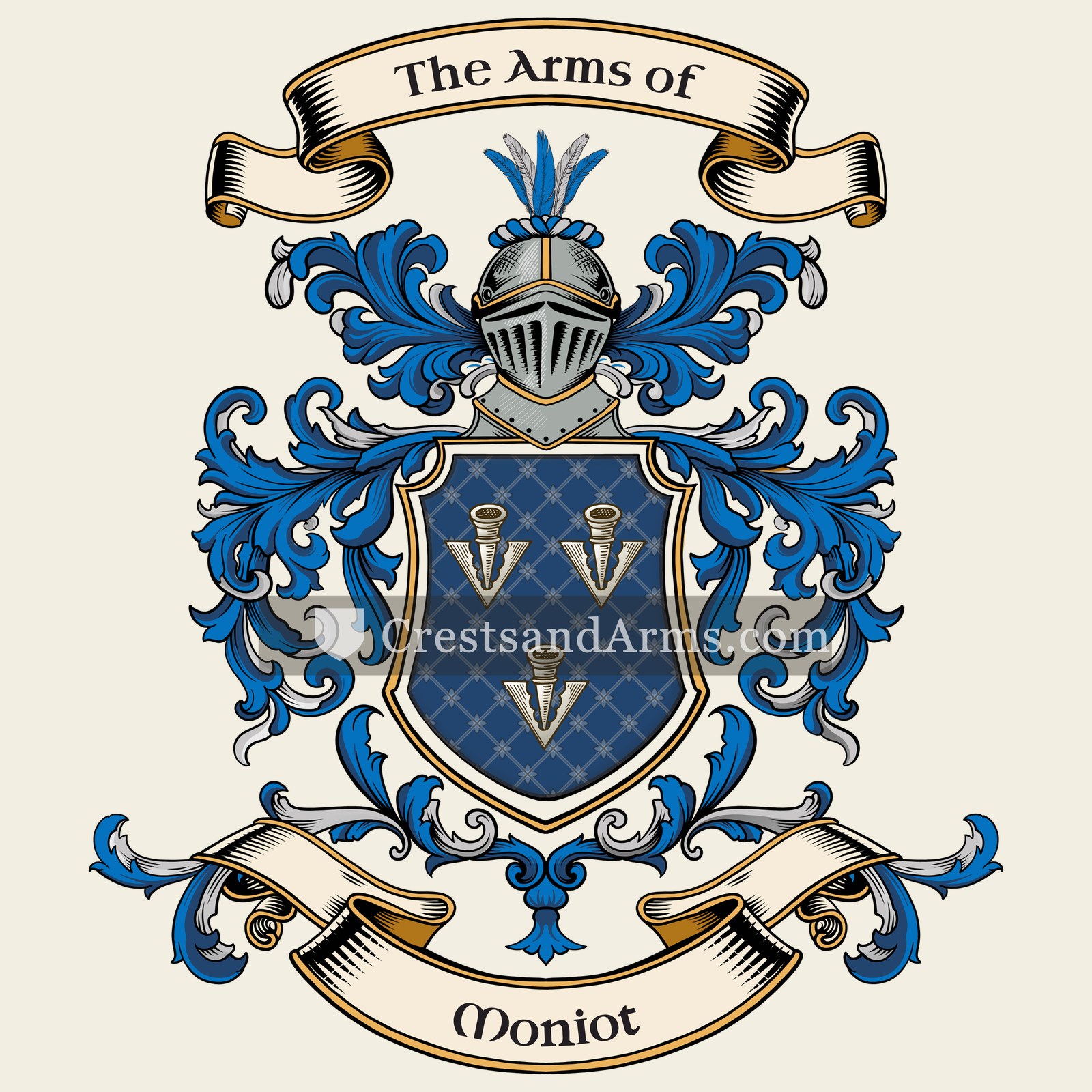 The Moniot coat of arms, drawn from the recorded blazon