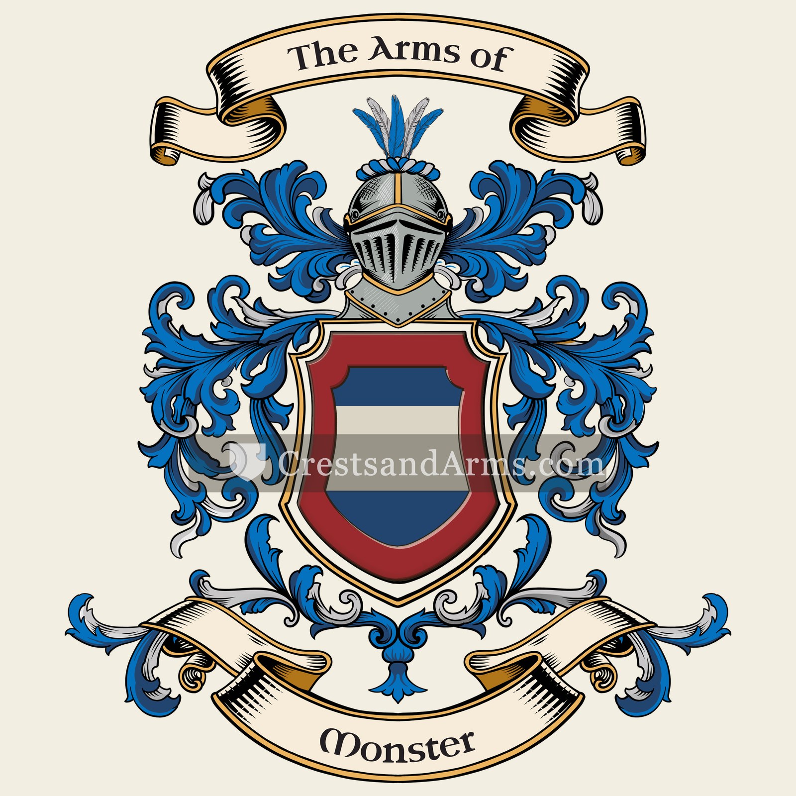 The Monster coat of arms, drawn from the recorded blazon