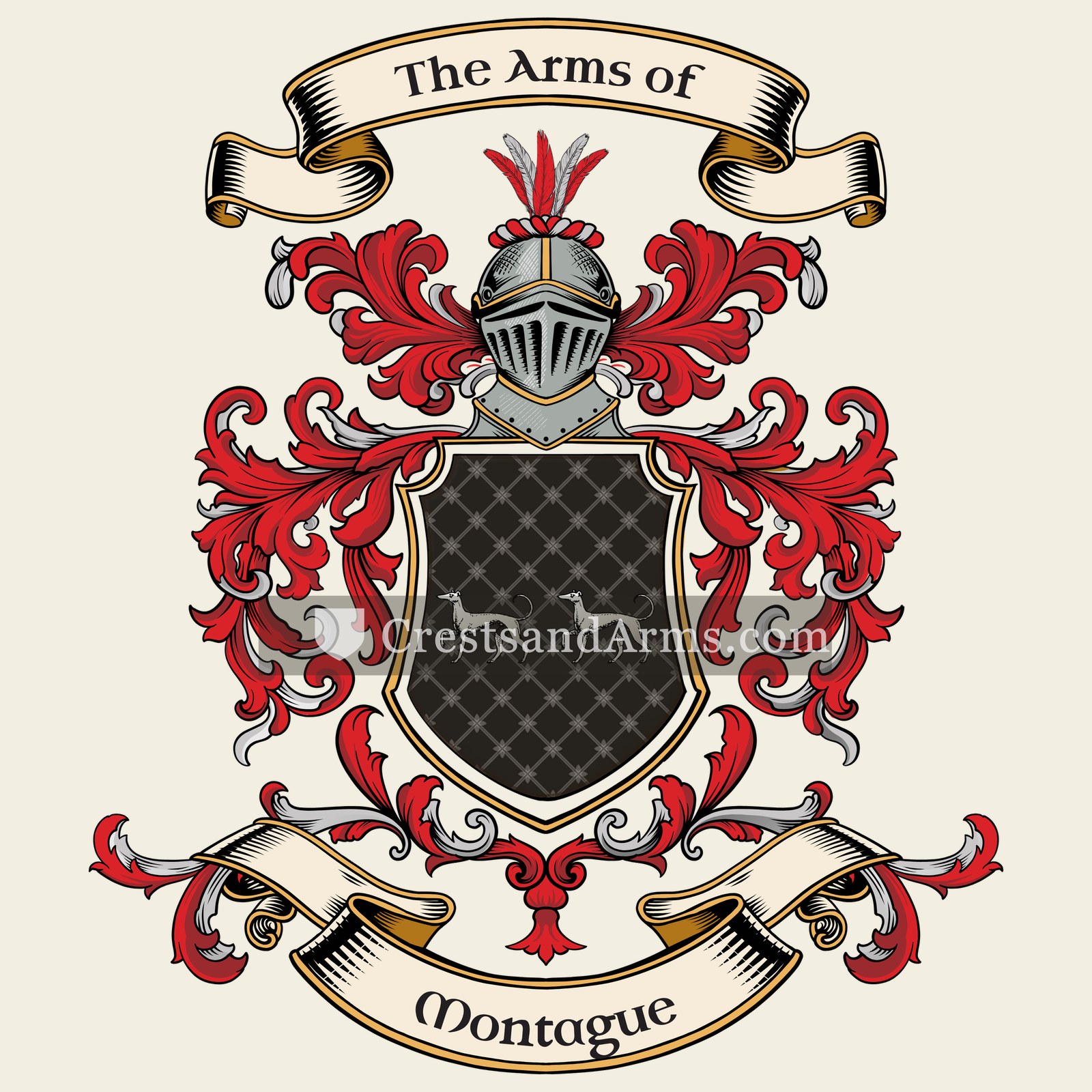 The Montague coat of arms, drawn from the recorded blazon
