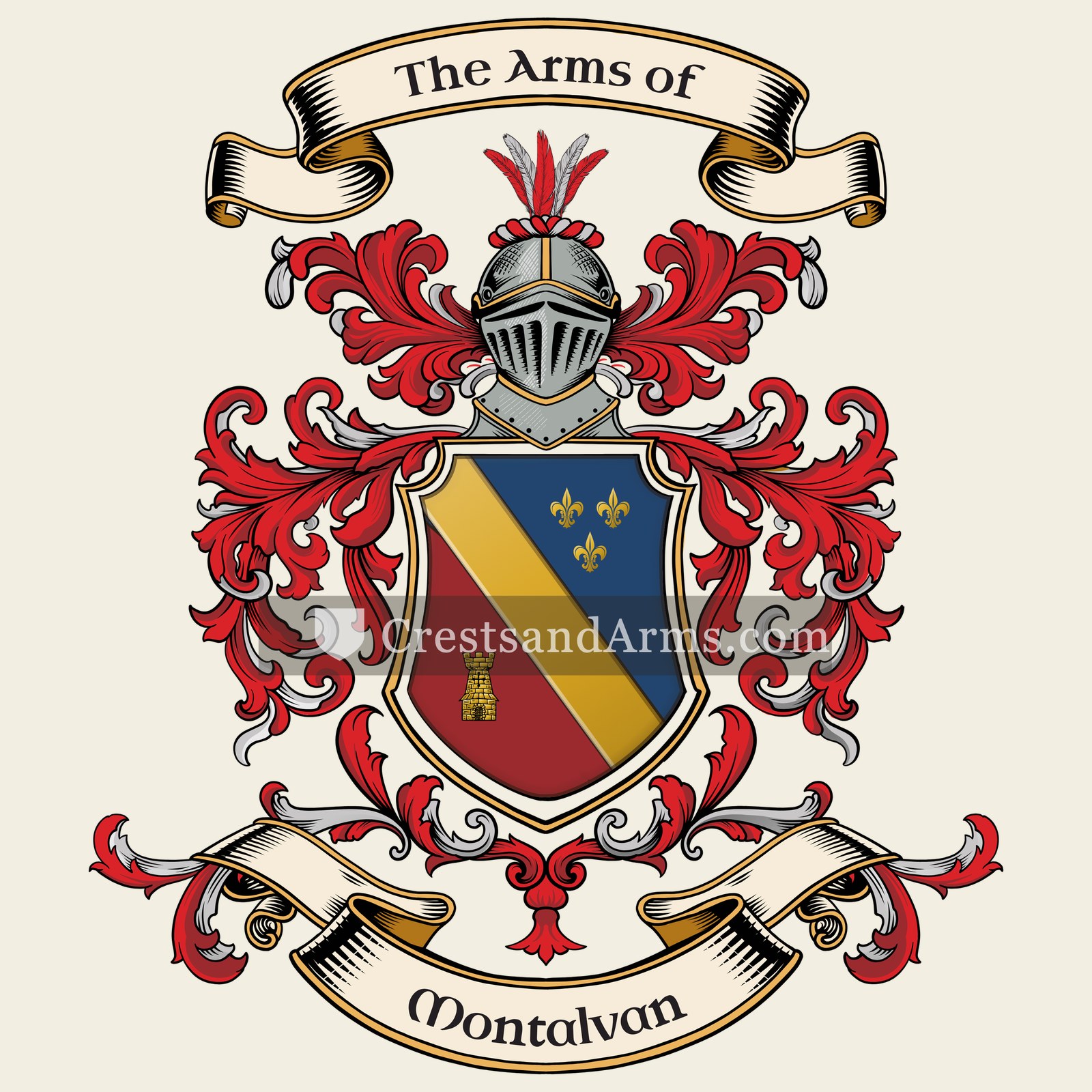 The Montalvan coat of arms, drawn from the recorded blazon
