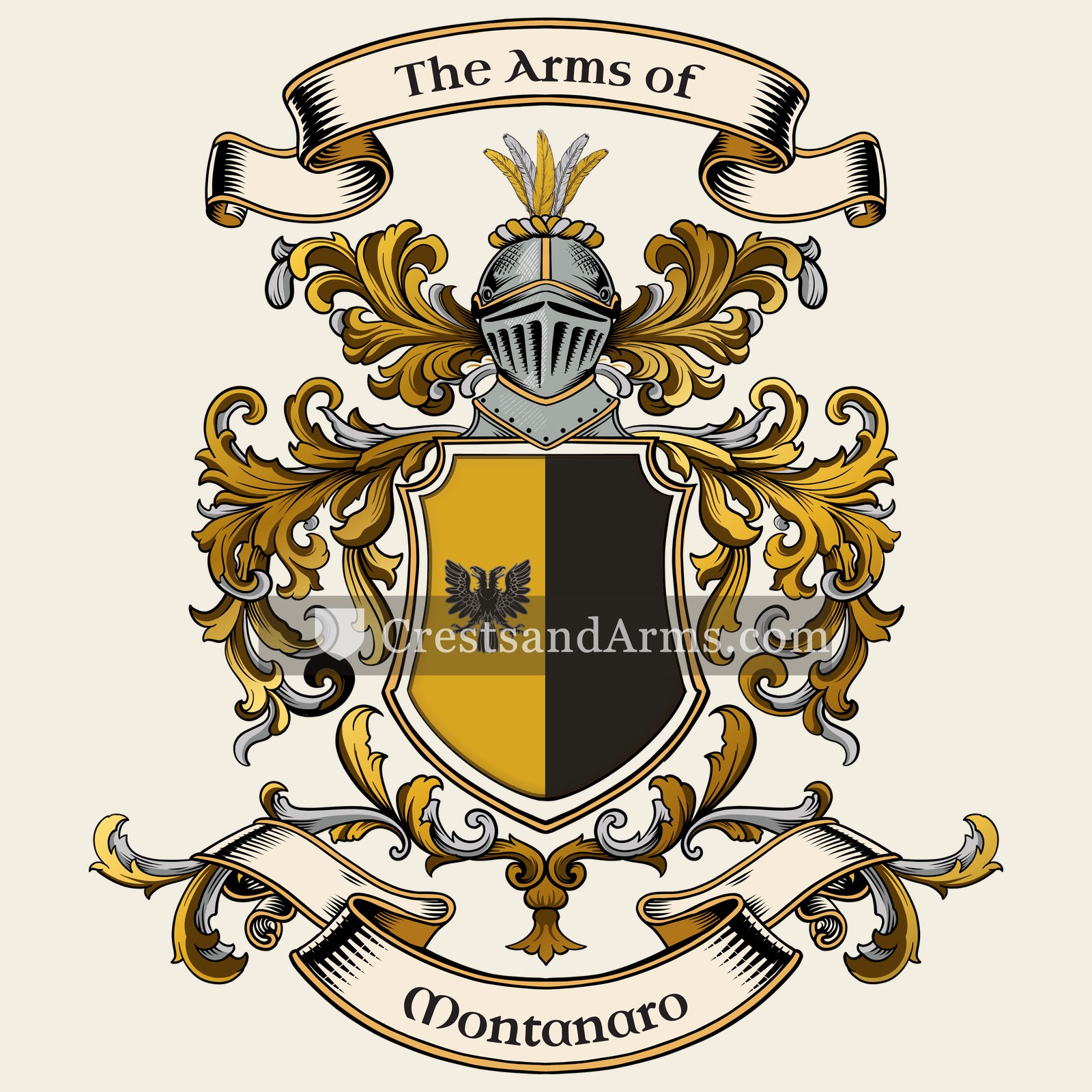 The Montanaro coat of arms, drawn from the recorded blazon