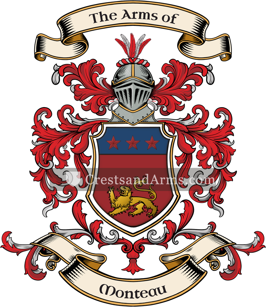 The Monteau coat of arms, drawn from the recorded blazon