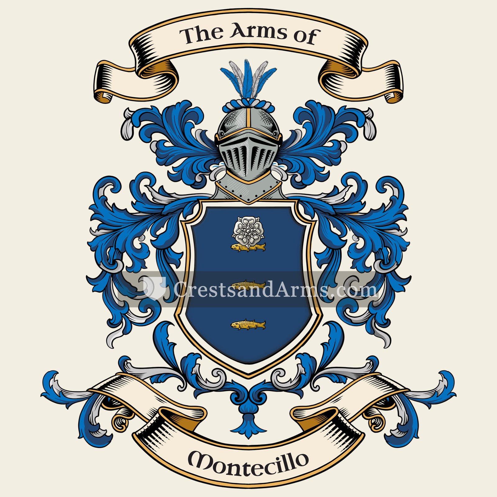The Montecillo coat of arms, drawn from the recorded blazon