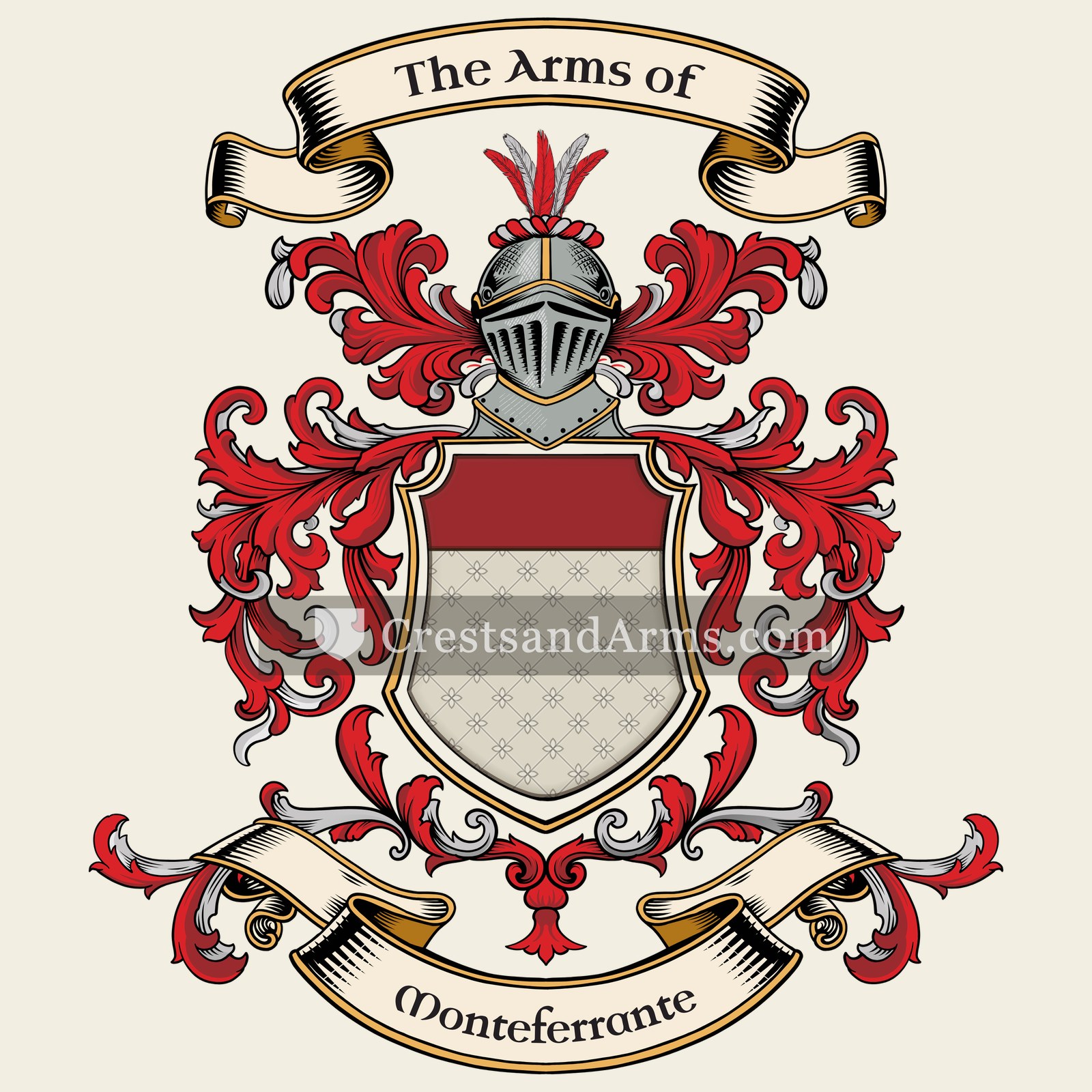 The Monteferrante coat of arms, drawn from the recorded blazon