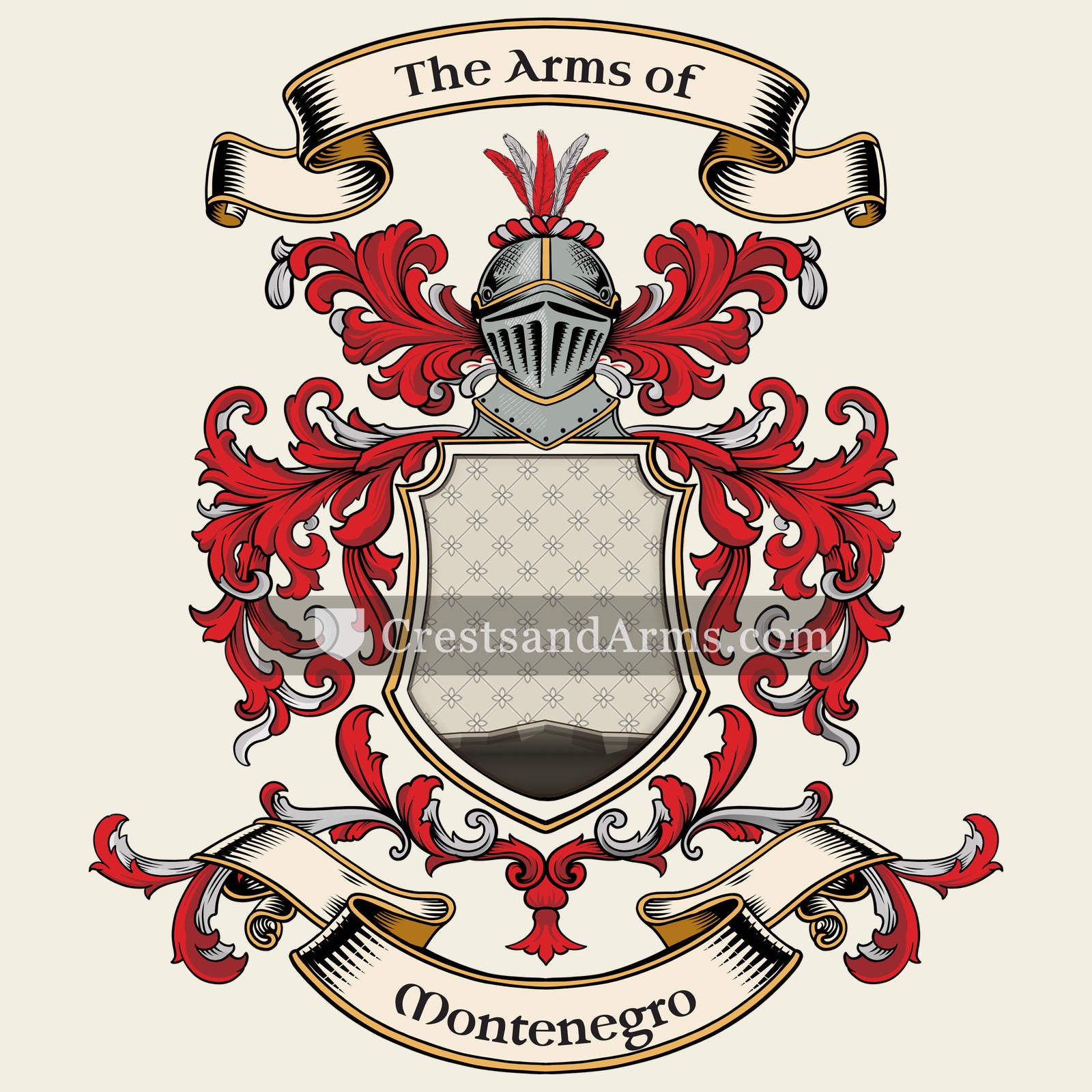 The Montenegro coat of arms, drawn from the recorded blazon