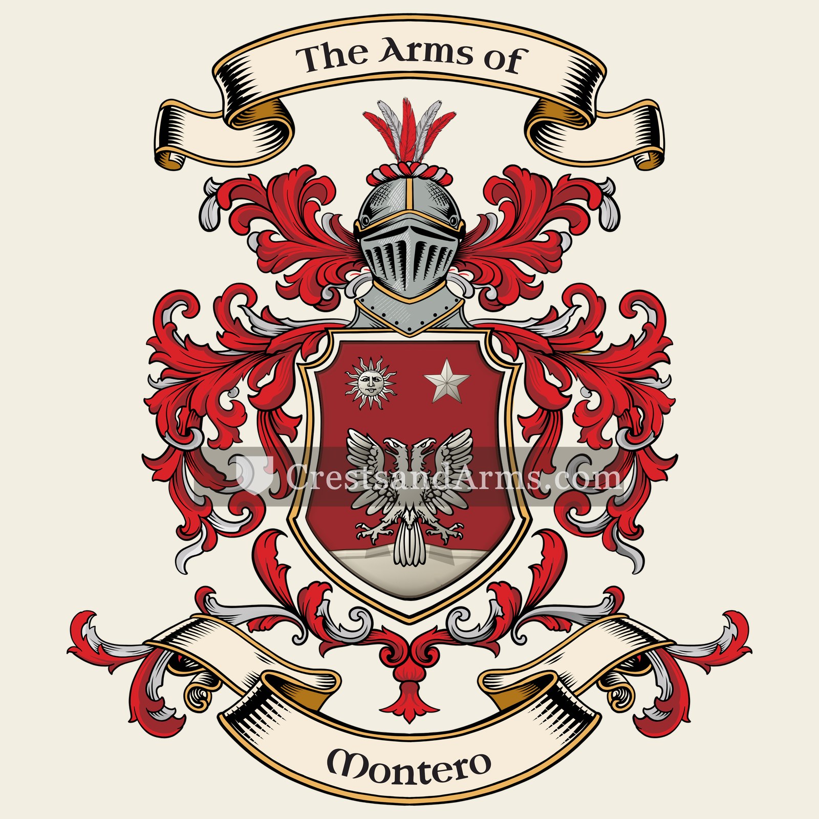 The Montero coat of arms, drawn from the recorded blazon