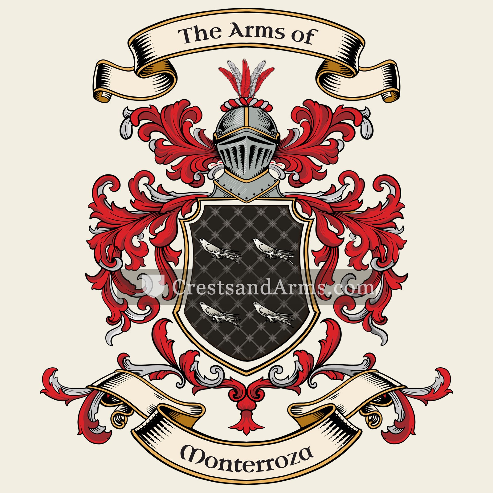 The Monterroza coat of arms, drawn from the recorded blazon