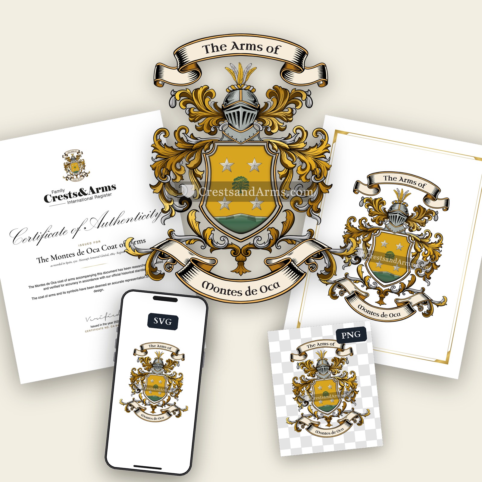 The Montes de Oca arms on the coat of arms — digital pack