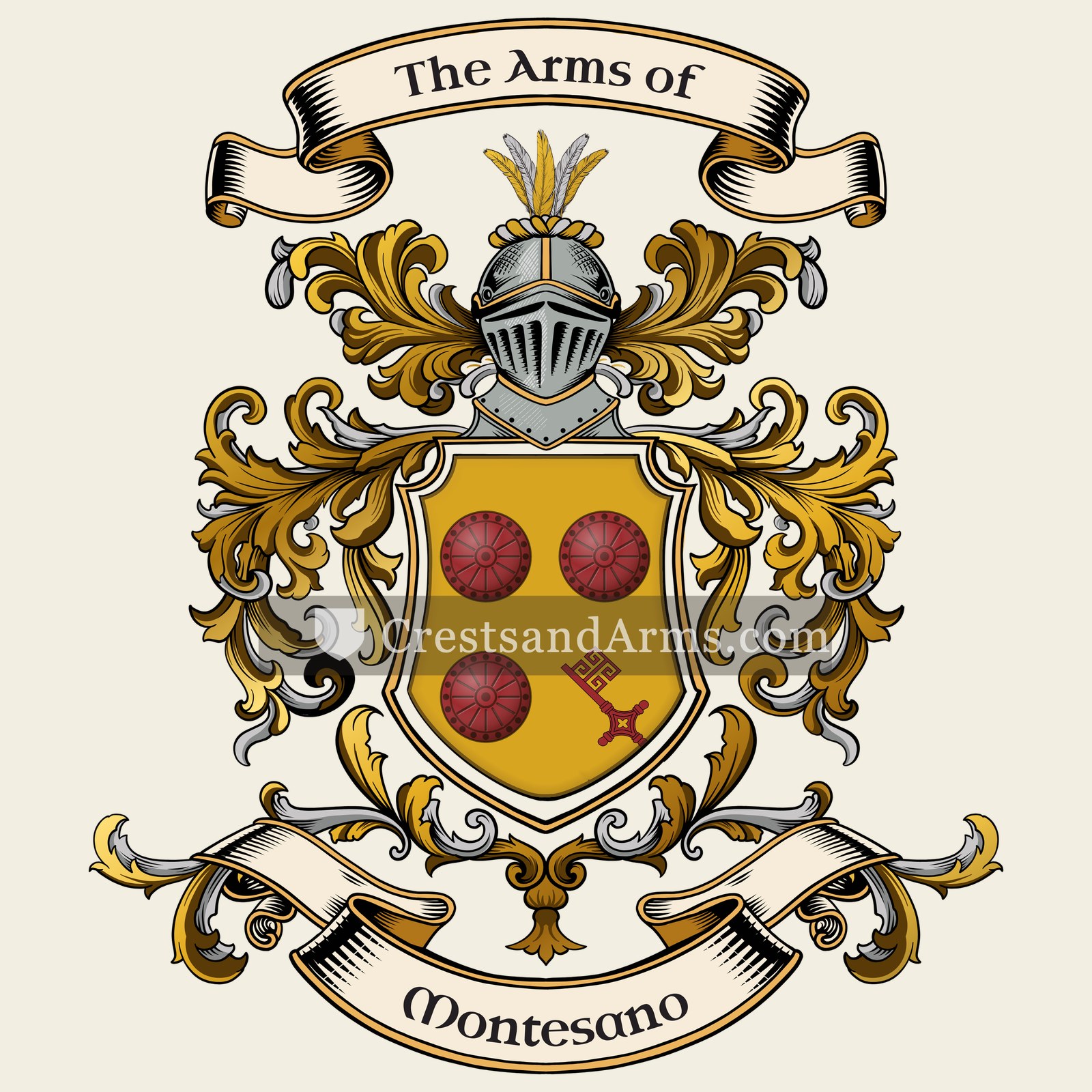 The Montesano coat of arms, drawn from the recorded blazon