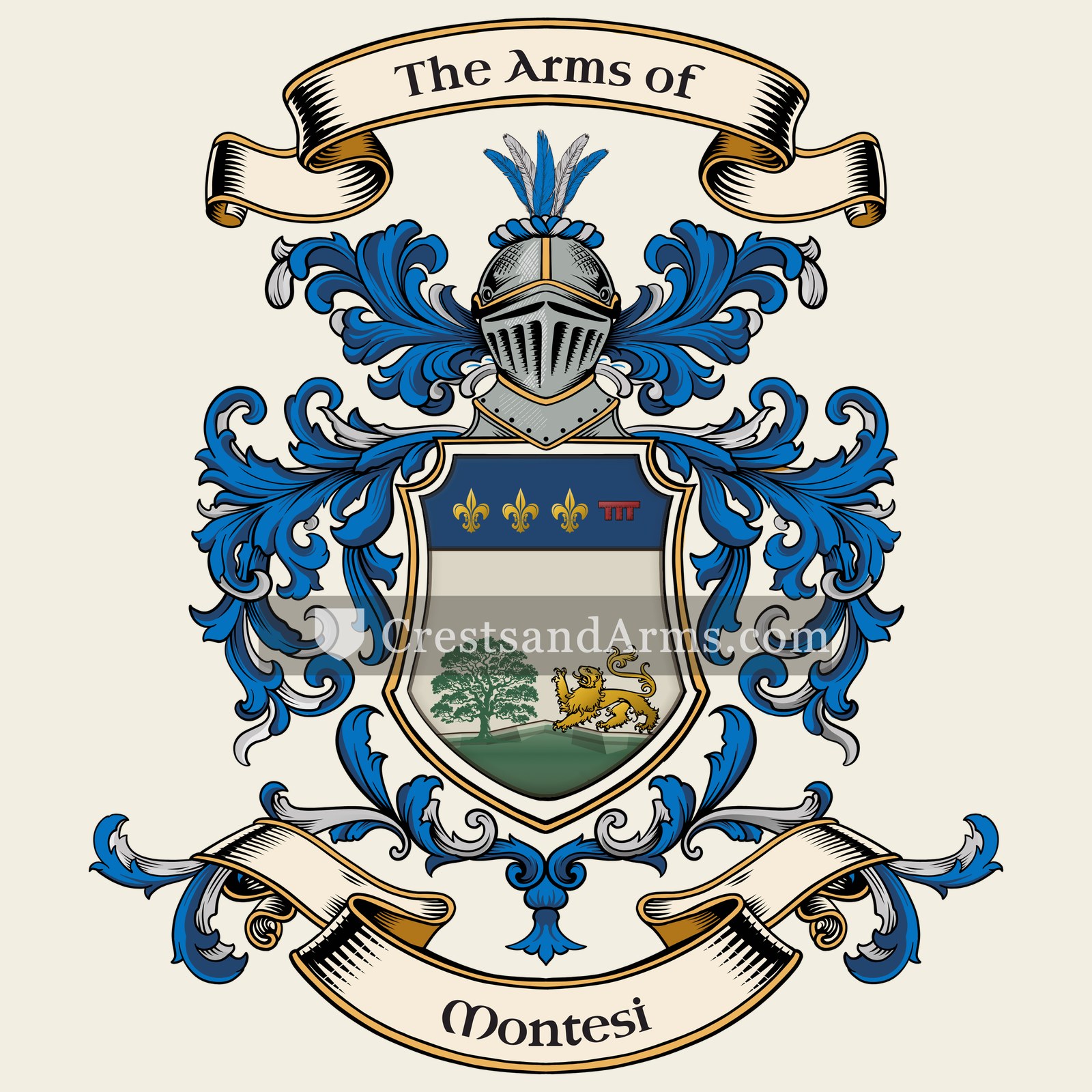 The Montesi coat of arms, drawn from the recorded blazon