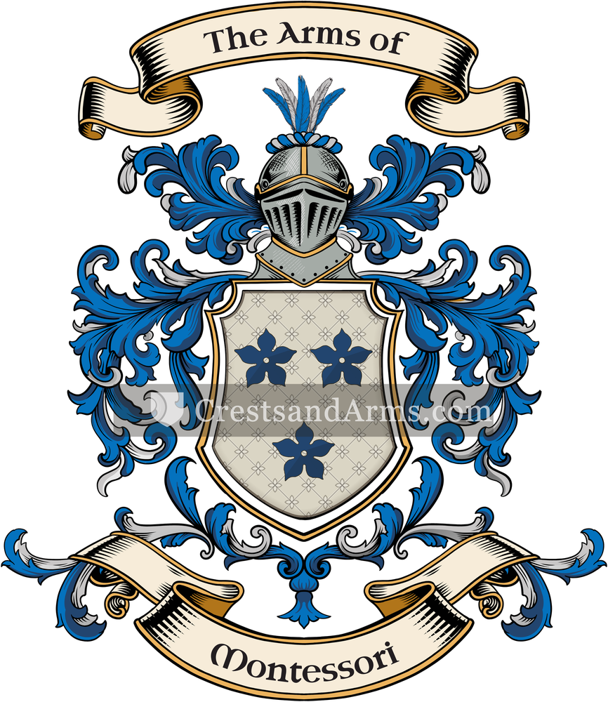 The Montessori coat of arms, drawn from the recorded blazon