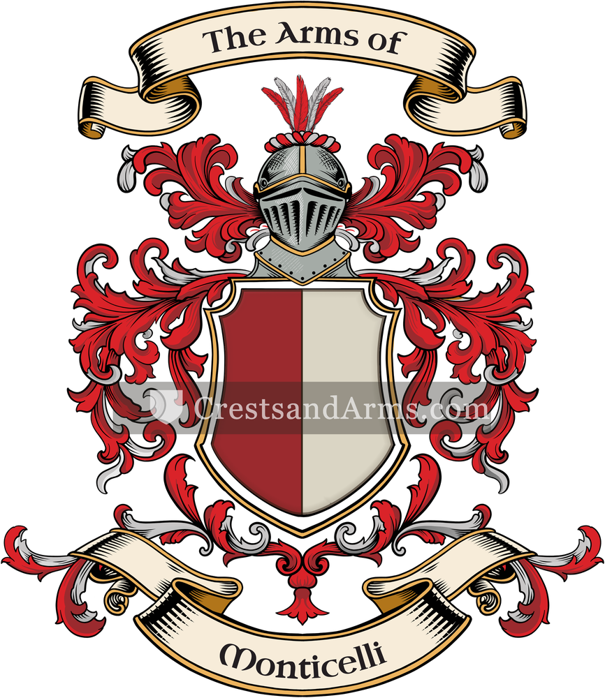 The Monticelli coat of arms, drawn from the recorded blazon