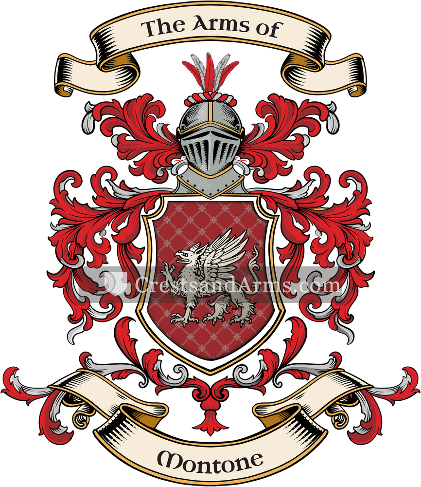 The Montone coat of arms, drawn from the recorded blazon