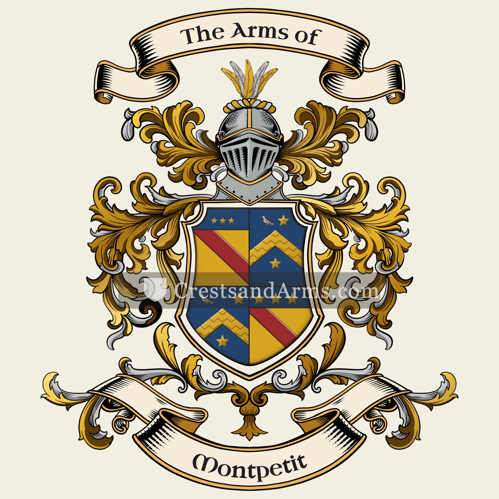 The Montpetit coat of arms, drawn from the recorded blazon