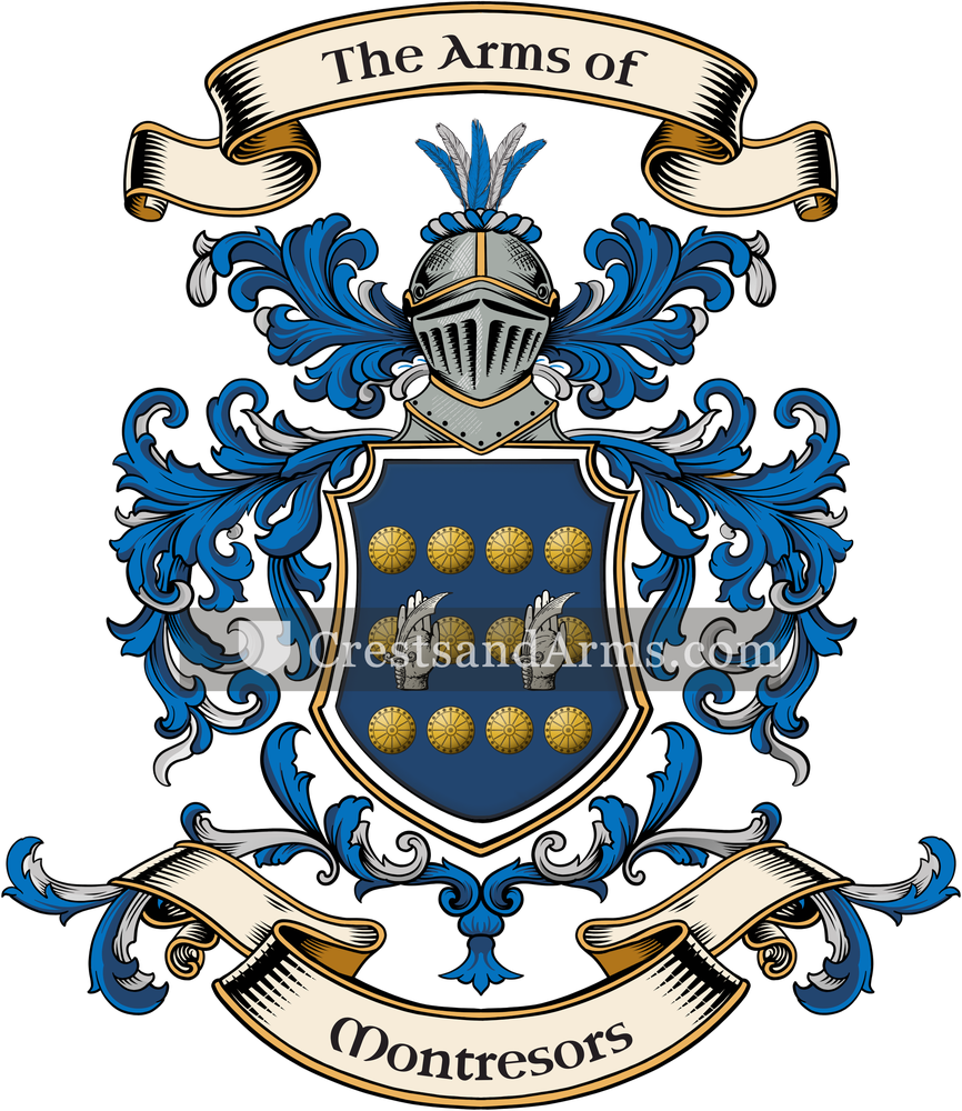 The Montresors coat of arms, drawn from the recorded blazon