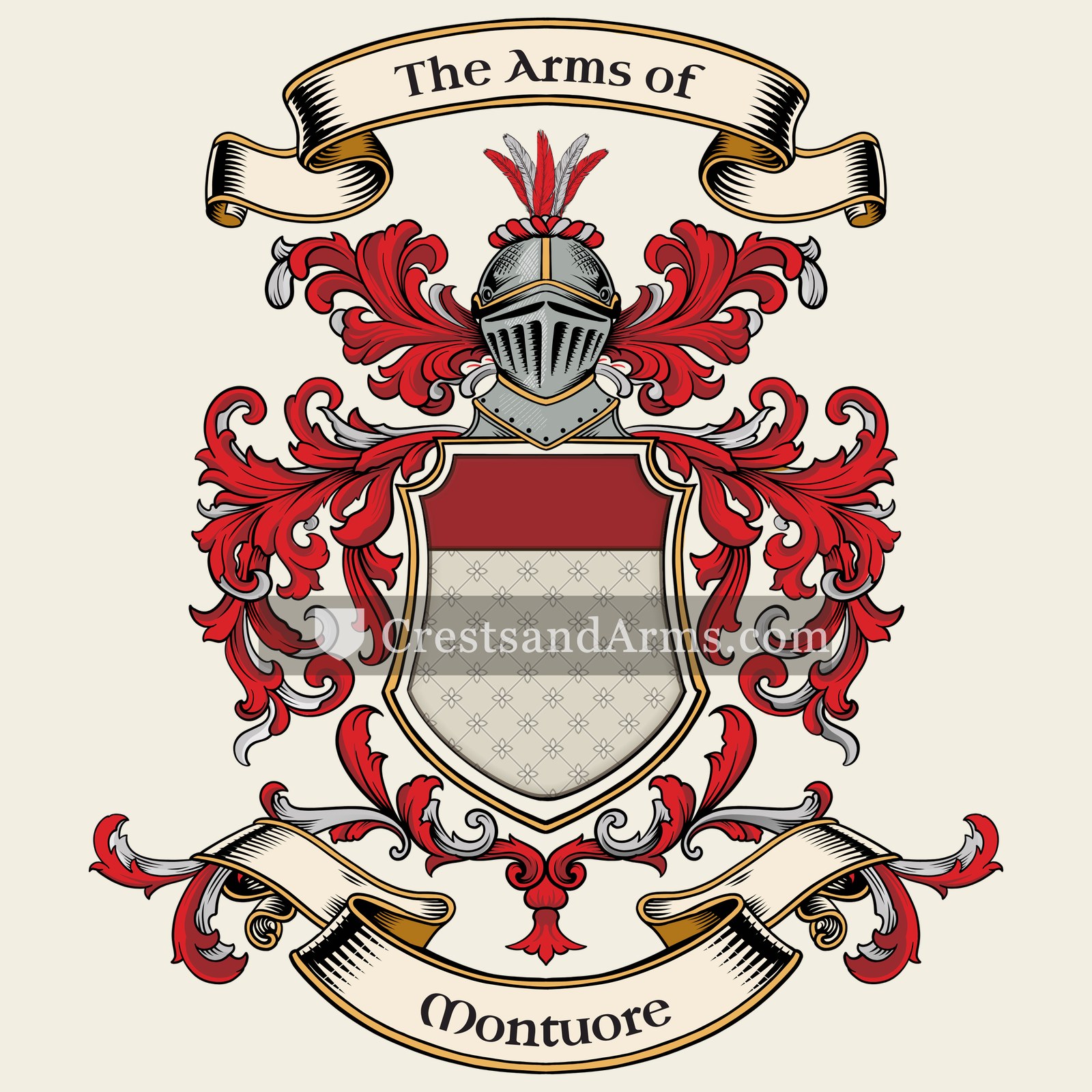 The Montuore coat of arms, drawn from the recorded blazon