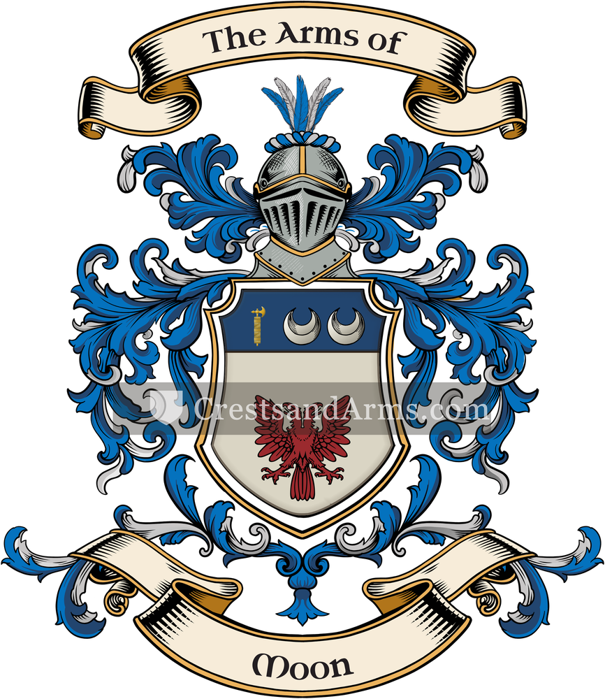 The Moon coat of arms, drawn from the recorded blazon