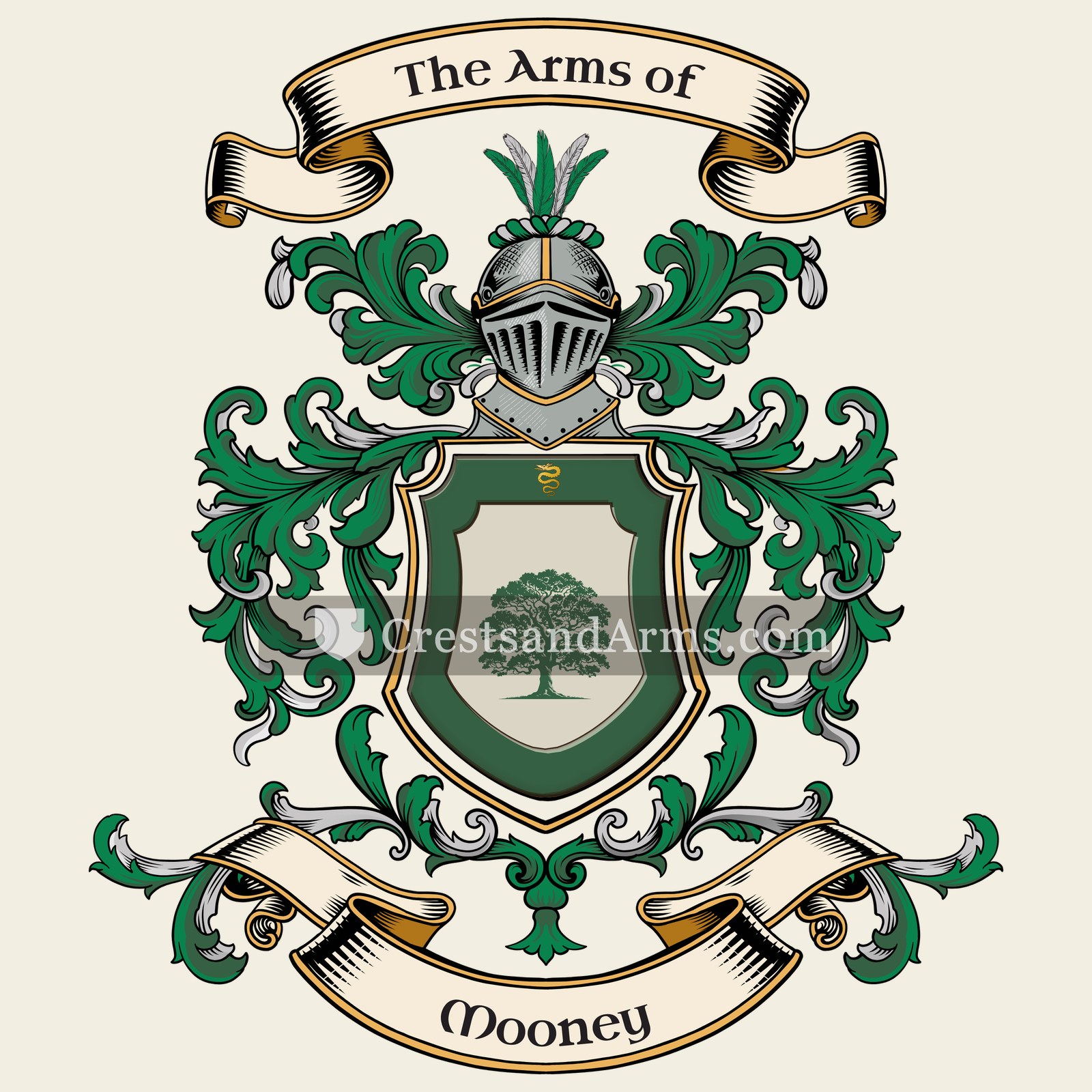 The Mooney coat of arms, drawn from the recorded blazon