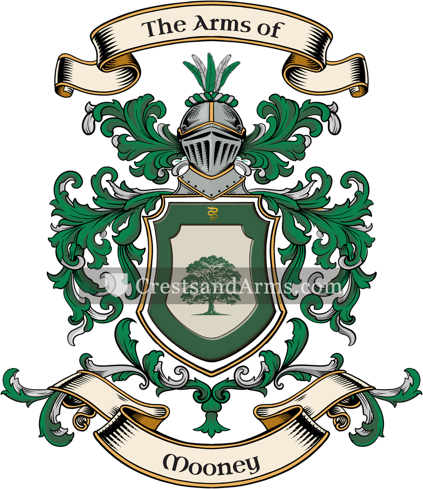 The Mooney coat of arms, drawn from the recorded blazon