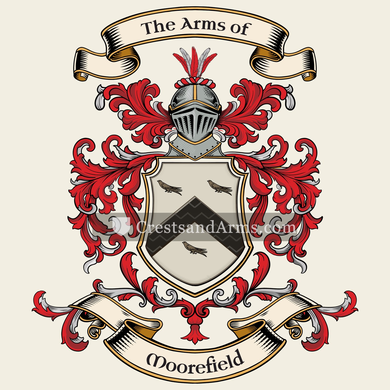 The Moorefield coat of arms, drawn from the recorded blazon