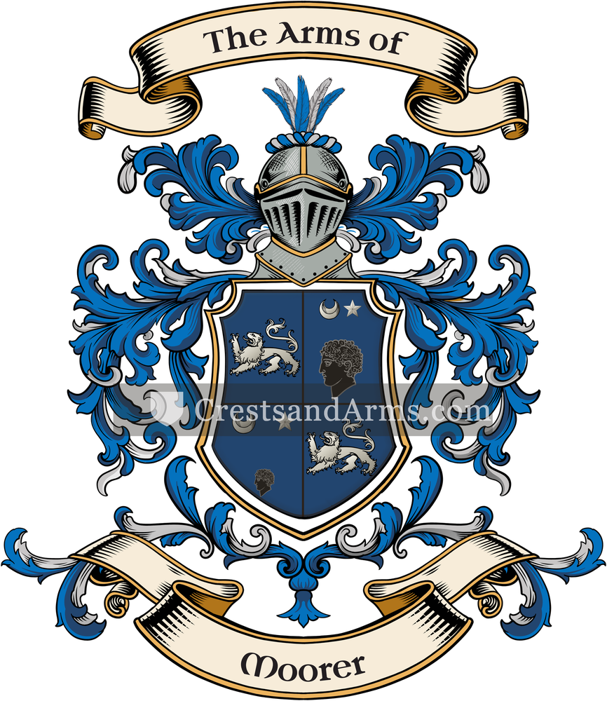 The Moorer coat of arms, drawn from the recorded blazon
