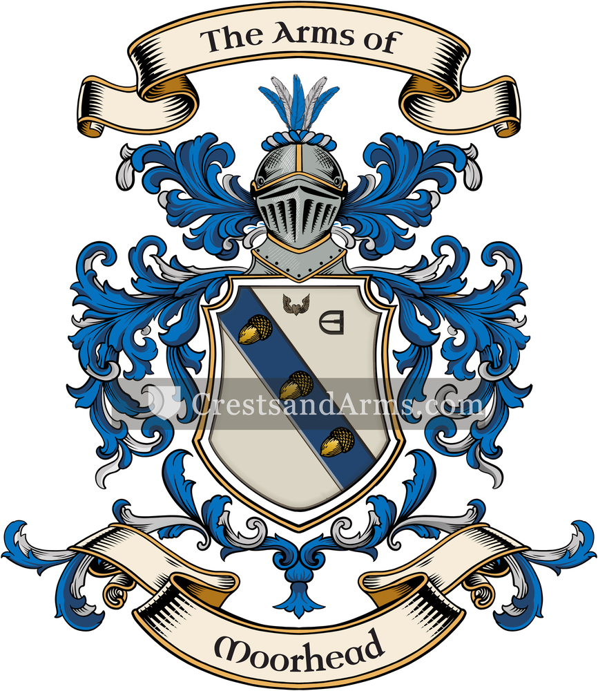 The Moorhead coat of arms, drawn from the recorded blazon
