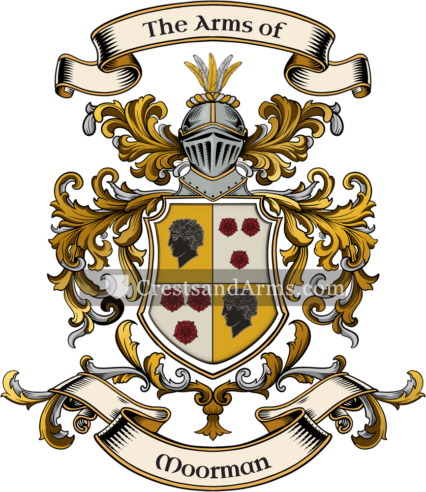 The Moorman coat of arms, drawn from the recorded blazon
