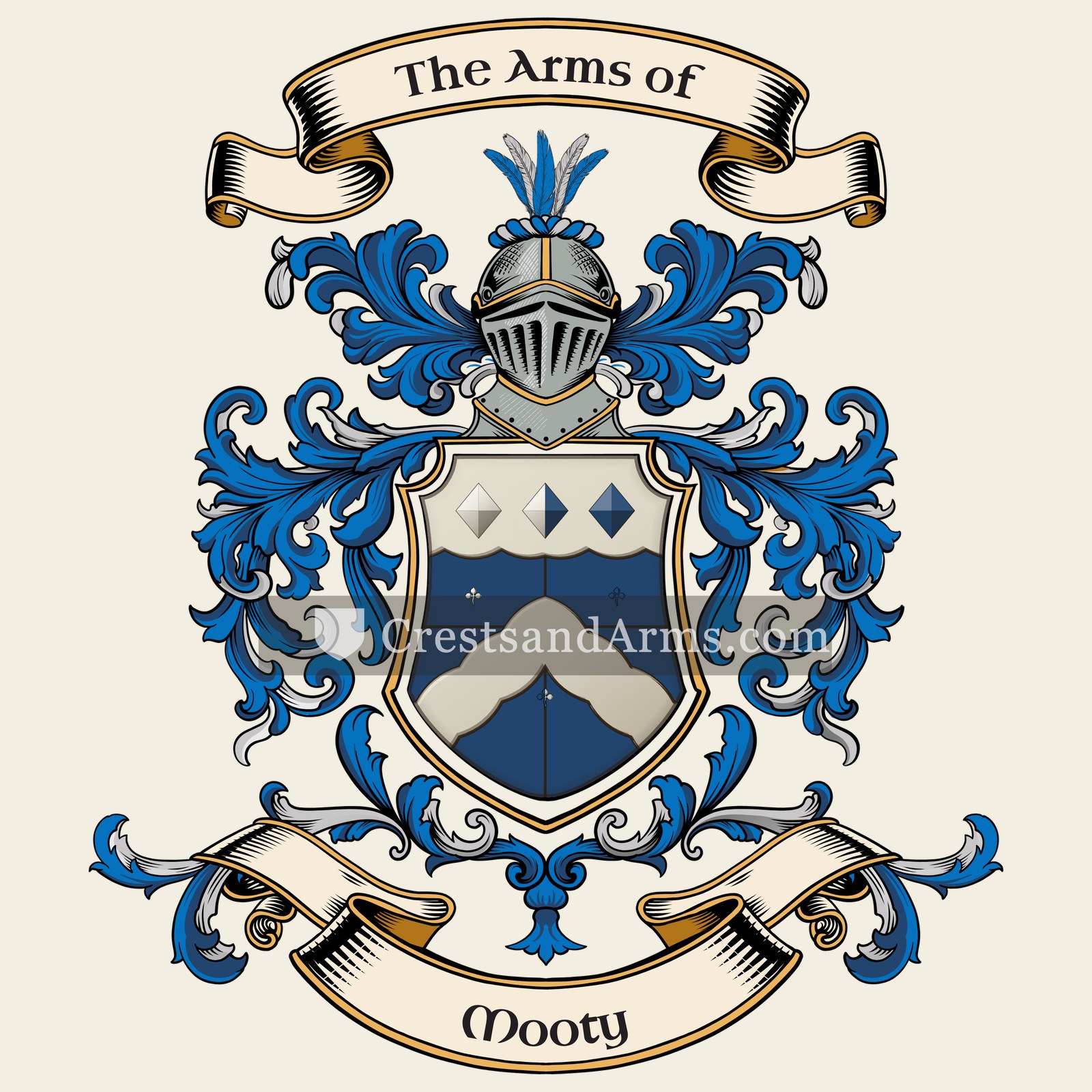 The Mooty coat of arms, drawn from the recorded blazon