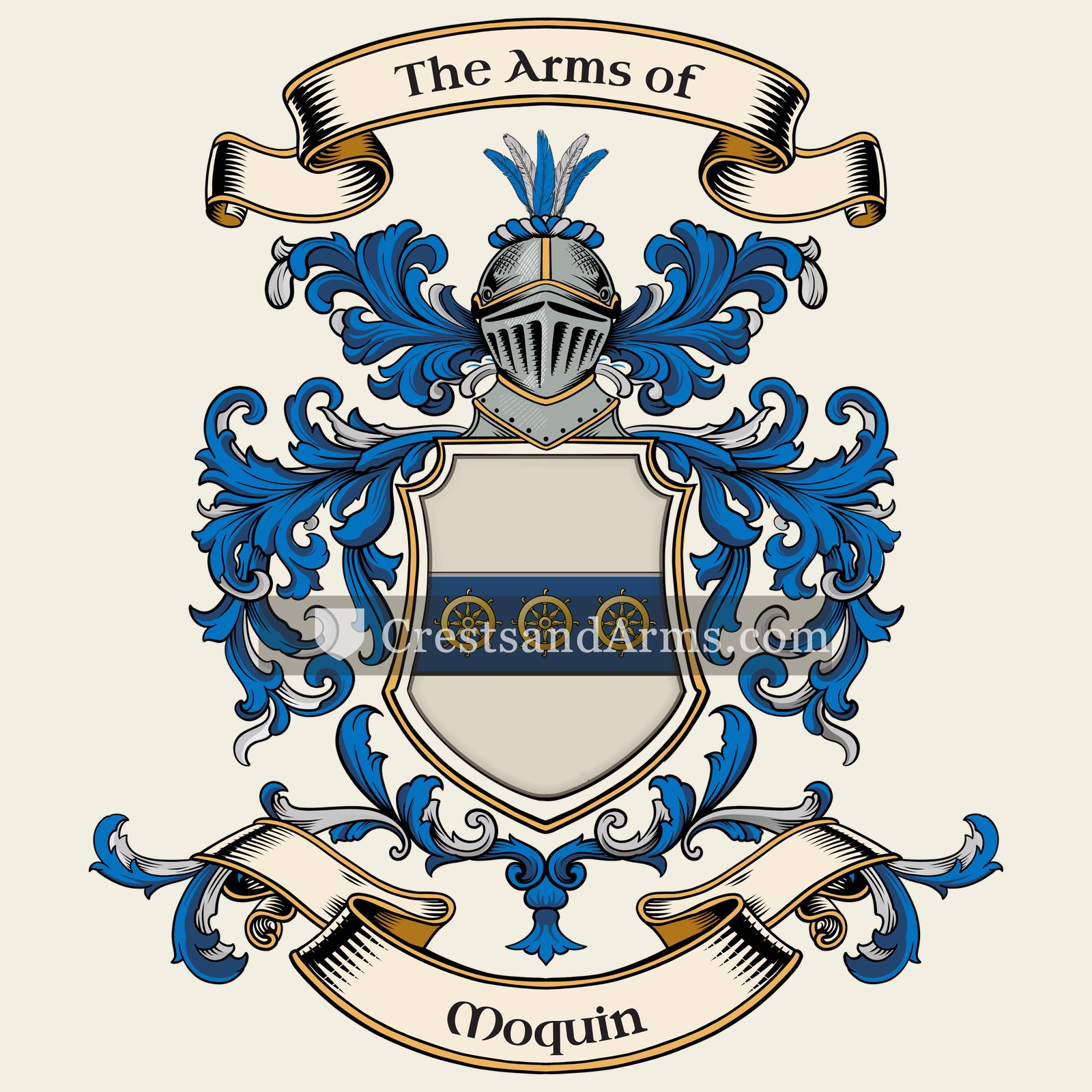 The Moquin coat of arms, drawn from the recorded blazon