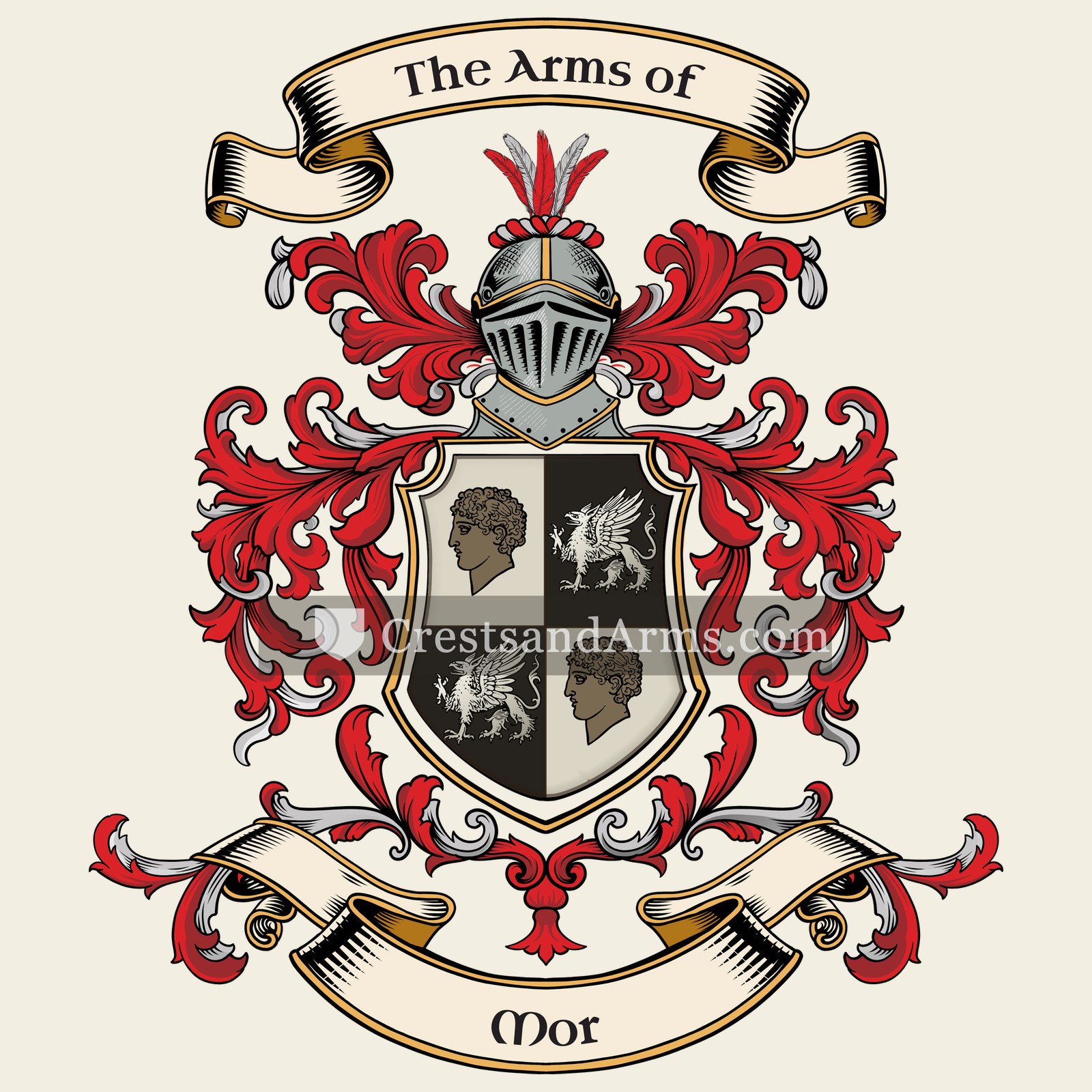 The Mor coat of arms, drawn from the recorded blazon