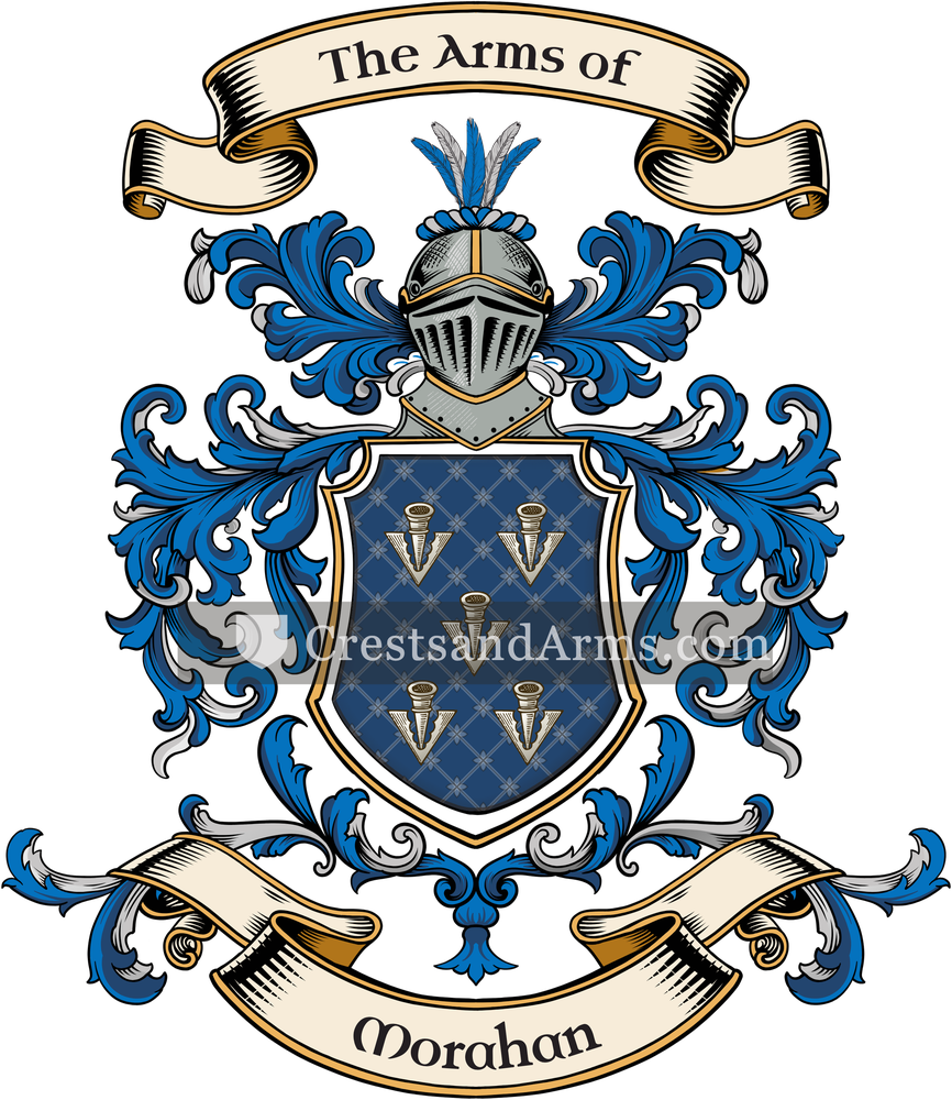The Morahan coat of arms, drawn from the recorded blazon