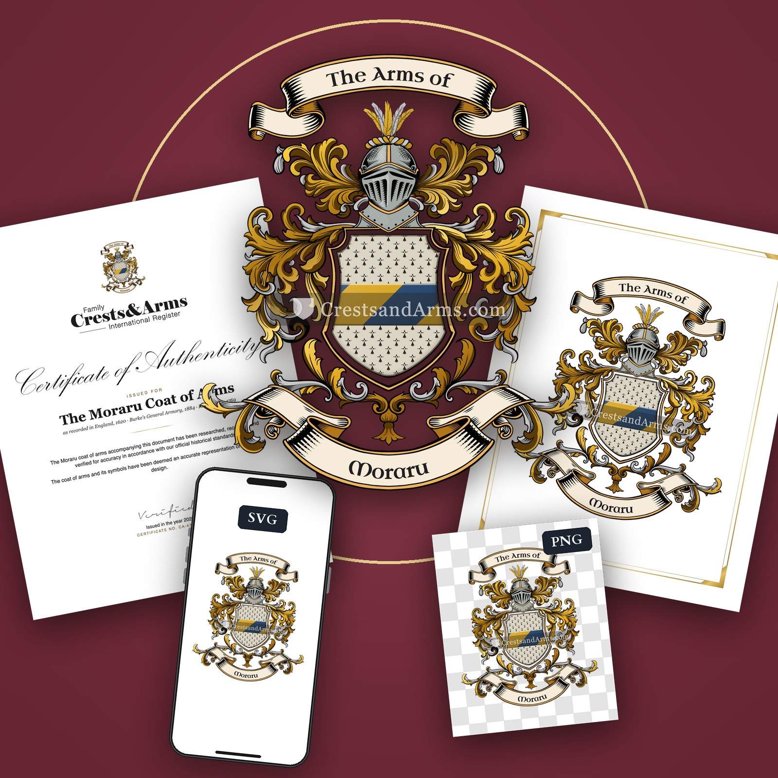 The Moraru arms on the coat of arms — digital pack