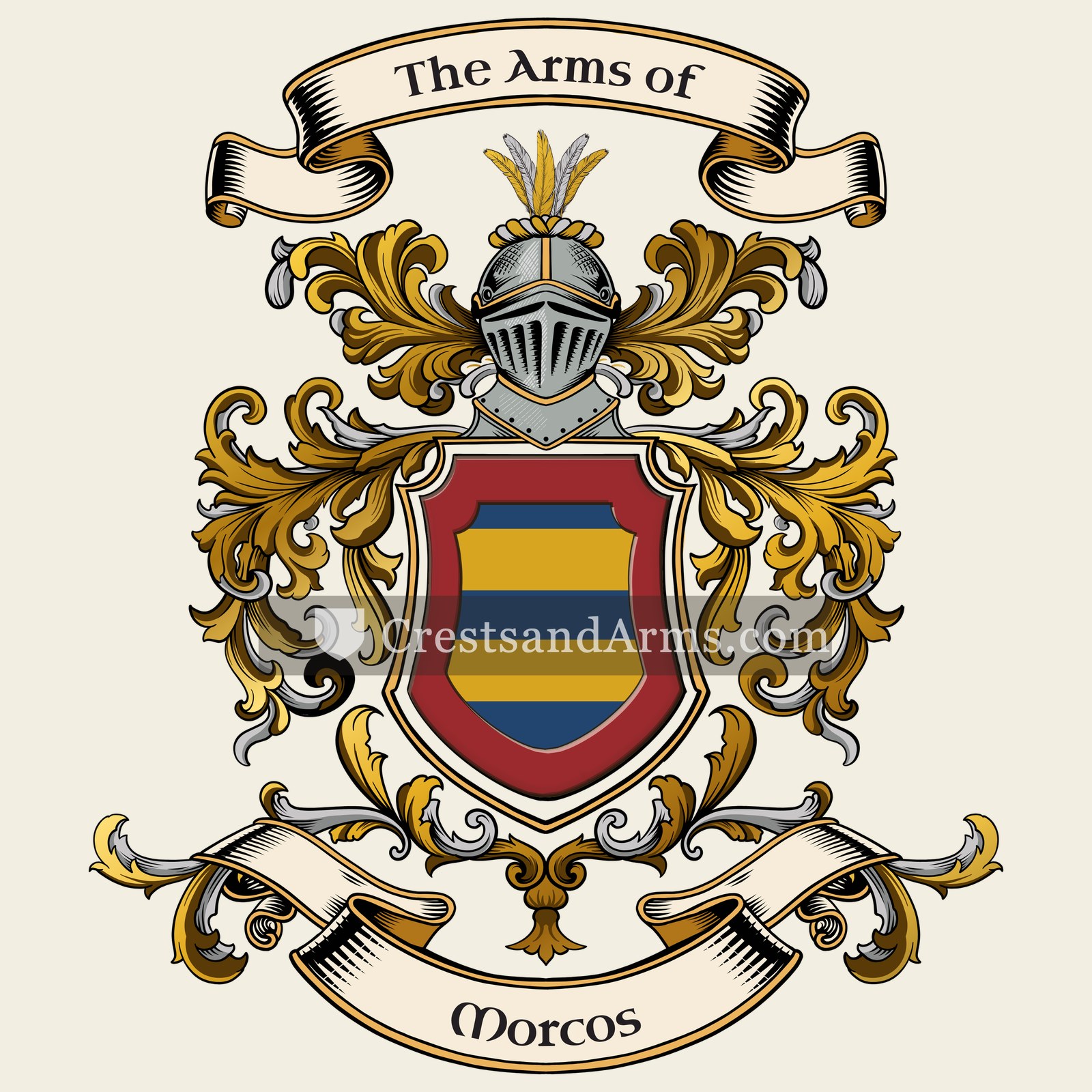 The Morcos coat of arms, drawn from the recorded blazon