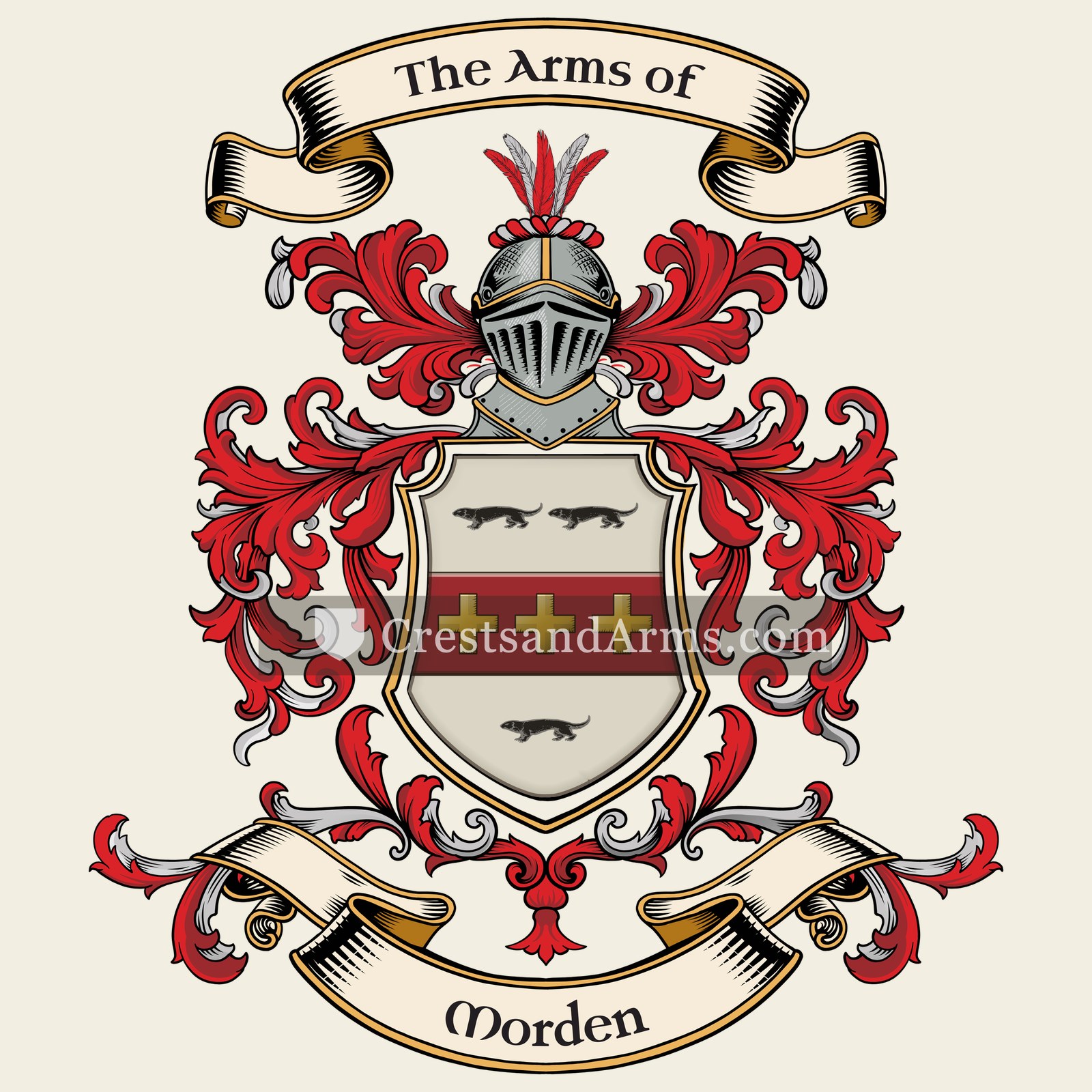 The Morden coat of arms, drawn from the recorded blazon