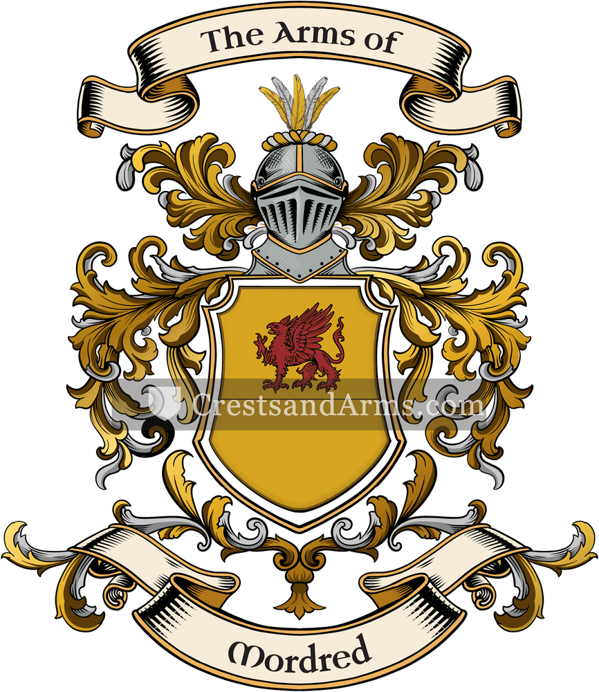 The Mordred coat of arms, drawn from the recorded blazon