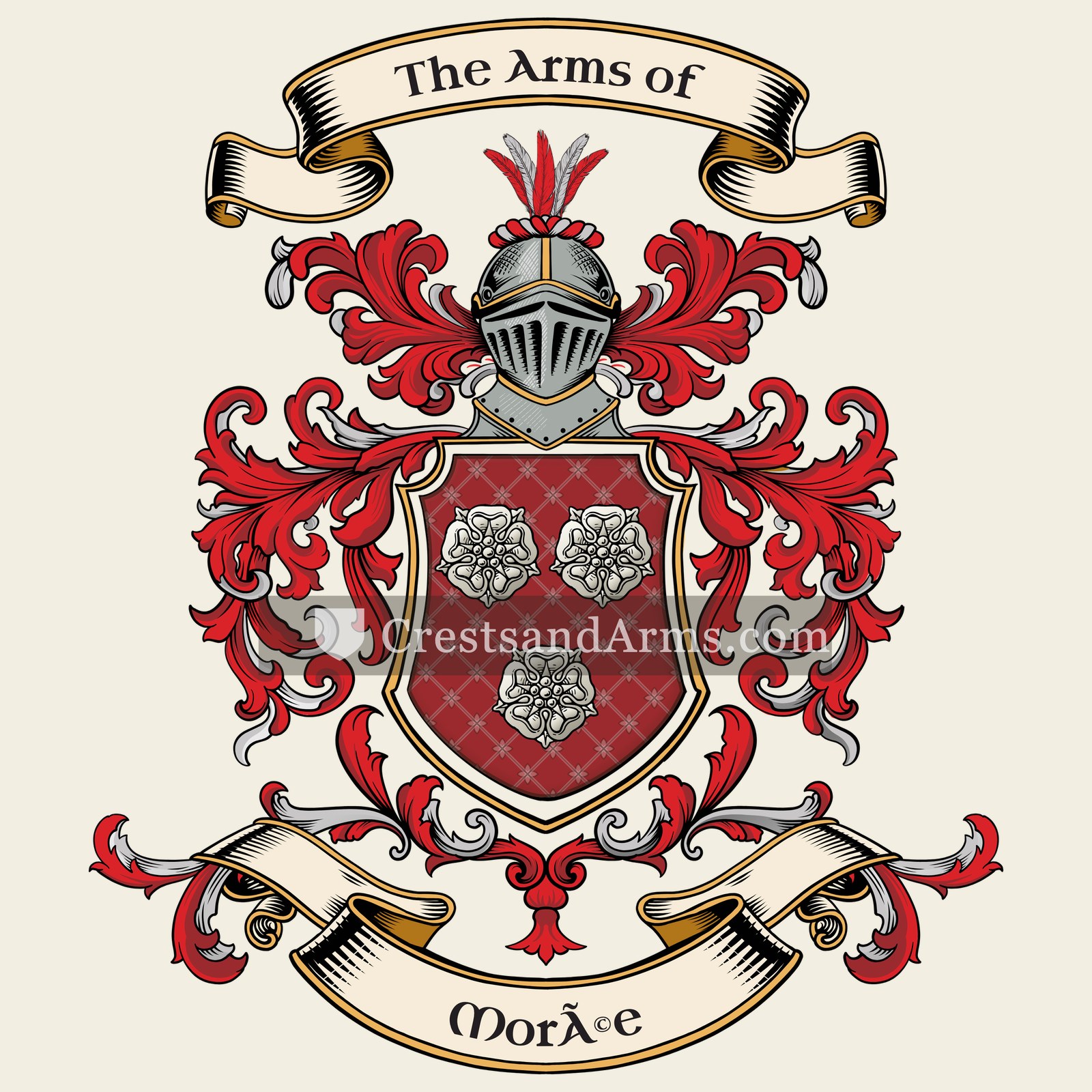 The Morée coat of arms, drawn from the recorded blazon