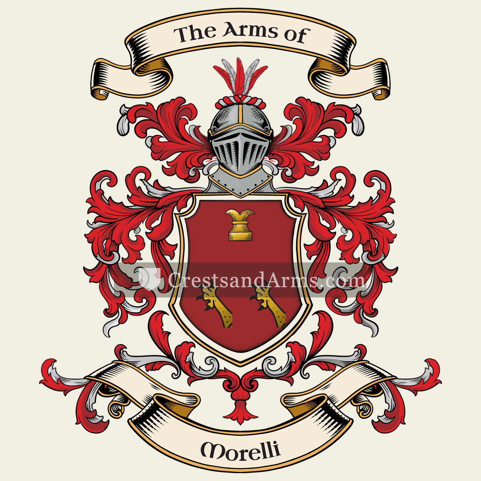 The Morelli coat of arms, drawn from the recorded blazon